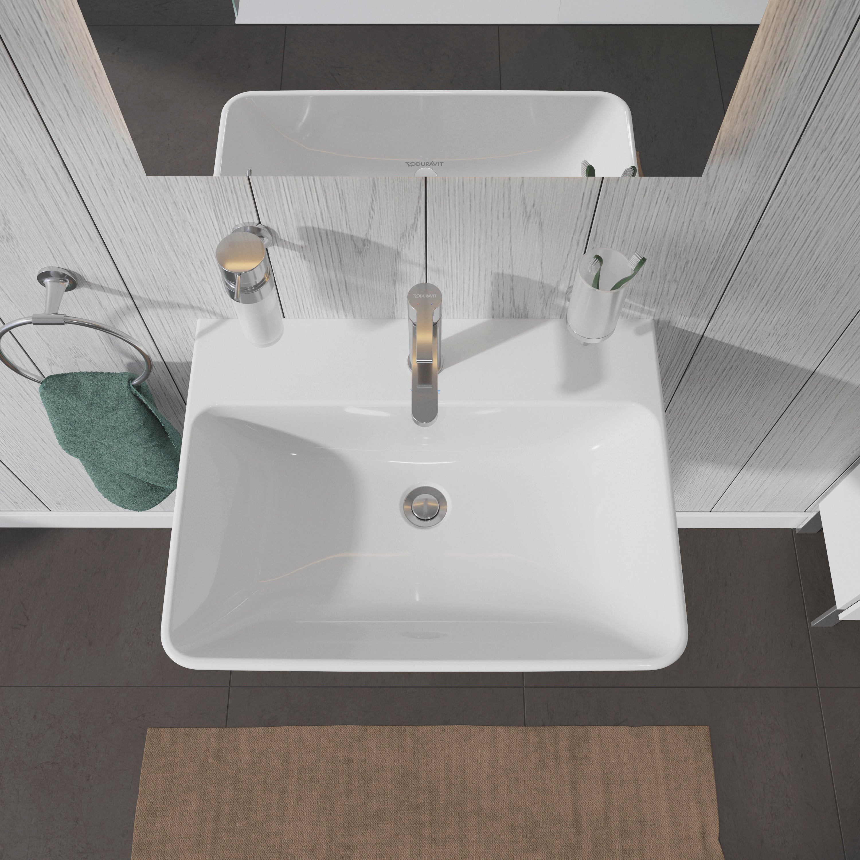 ME by Starck 25 5/8" Rectangular Wall Mounted Sink in White with Single Faucet Hole and with Overflow