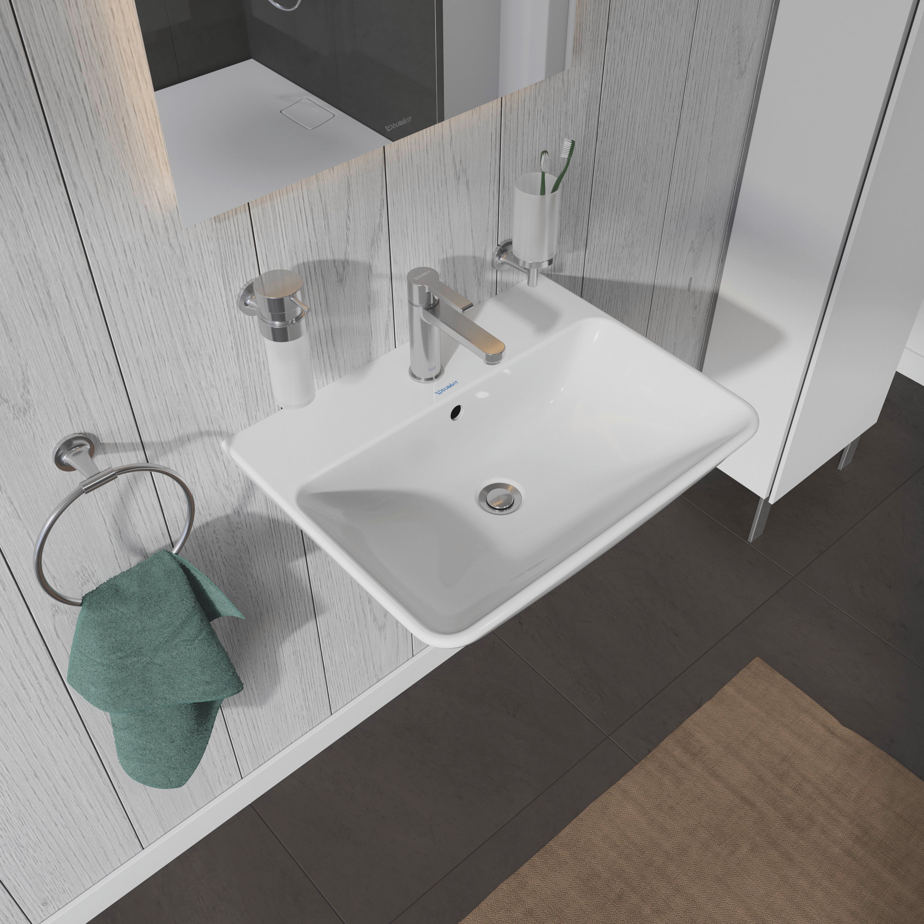 ME by Starck 23 5/8" Rectangular Wall Mounted Sink in White with Single Faucet Hole and with Overflow