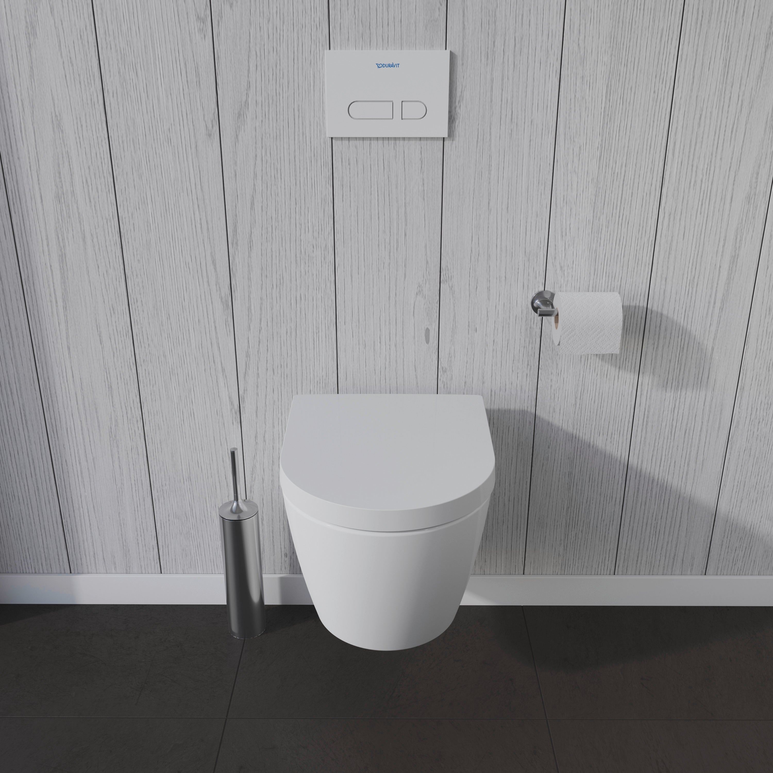 ME by Starck 1.28/0.8 GPF Dual Flush Rimless ADA Compliant Round Wall Mounted Toilet in White - Seat, Actuator, and In-Wall Tank and Carrier Sold Separately