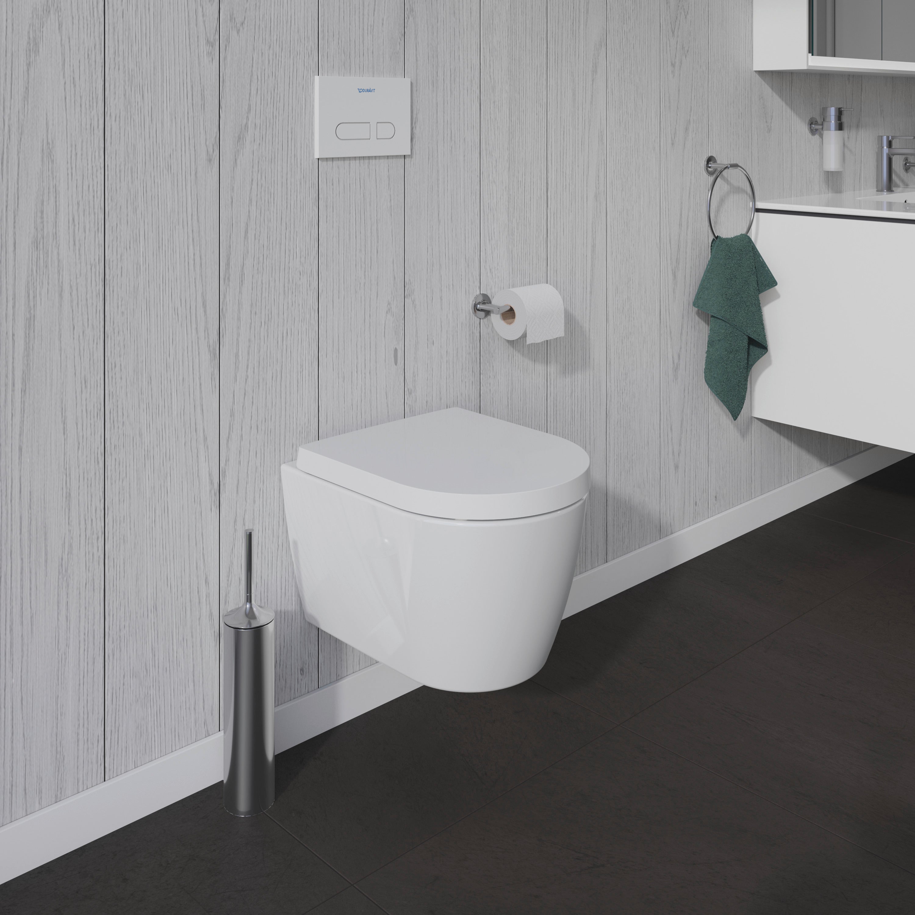 ME by Starck 1.28/0.8 GPF Dual Flush Rimless ADA Compliant Round Wall Mounted Toilet in White - Seat, Actuator, and In-Wall Tank and Carrier Sold Separately