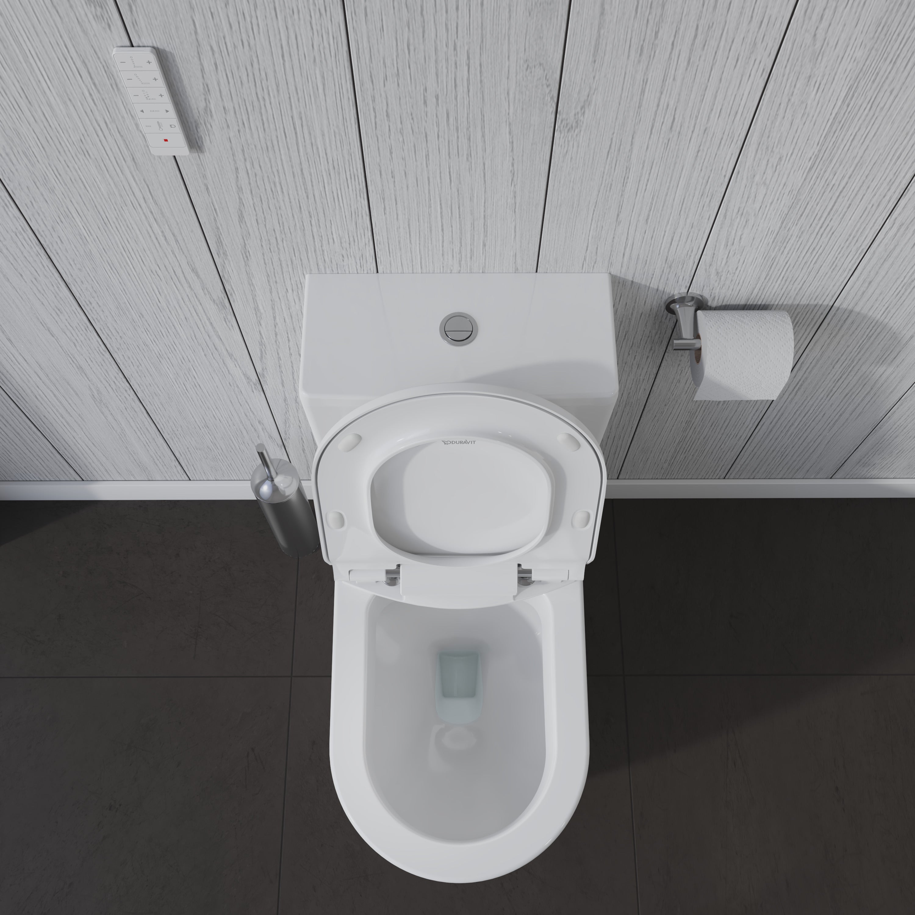ME by Starck 1.32/0.92 GPF Dual Flush Elongated Two Piece Toilet in White, Top Push Button Flush - Seat Included