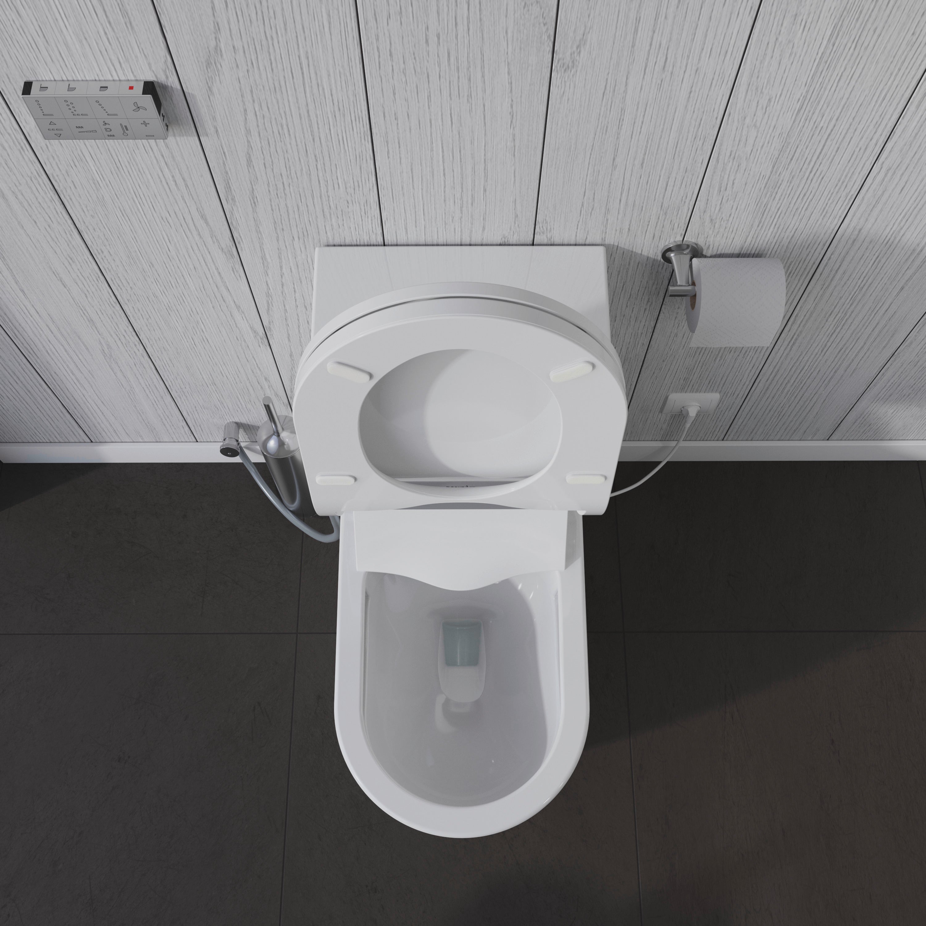 ME by Starck 1.32/0.92 GPF Dual Flush Rimless Elongated One Piece Toilet in White, Top Push Button Flush - Seat Sold Separately