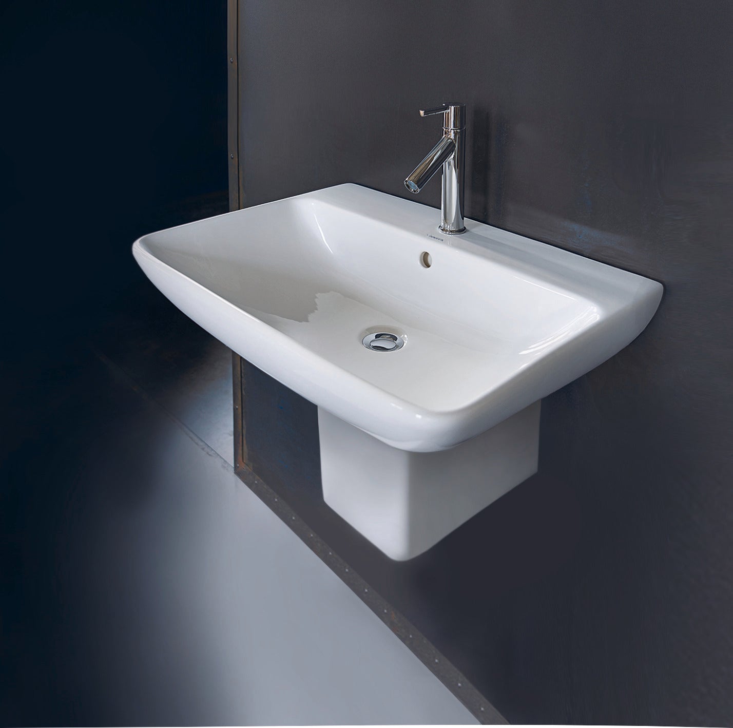 ME by Starck 25 5/8" Rectangular Wall Mounted Sink in White with Single Faucet Hole and with Overflow