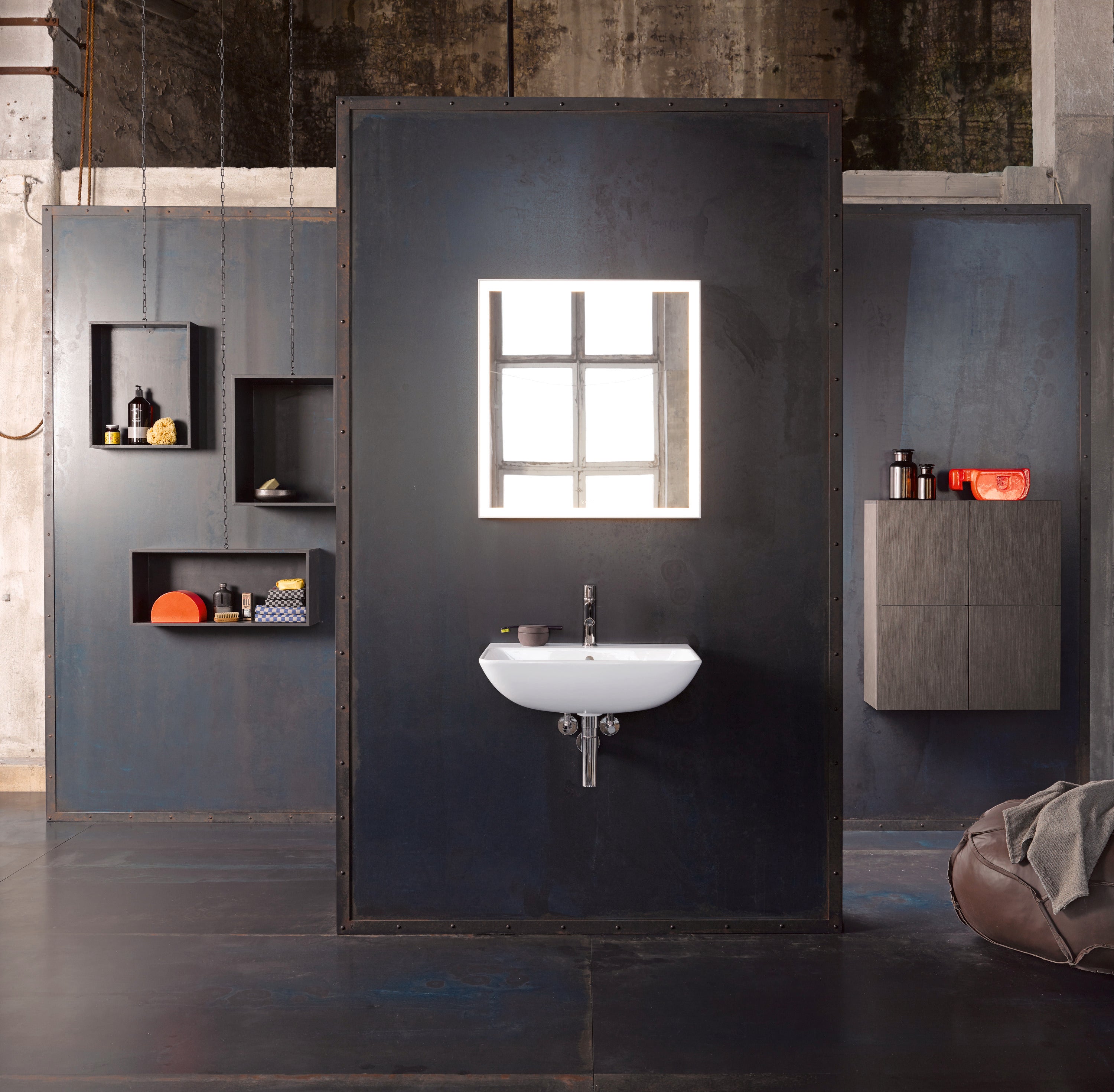 ME by Starck 25 5/8" Rectangular Wall Mounted Sink in White with Single Faucet Hole and with Overflow