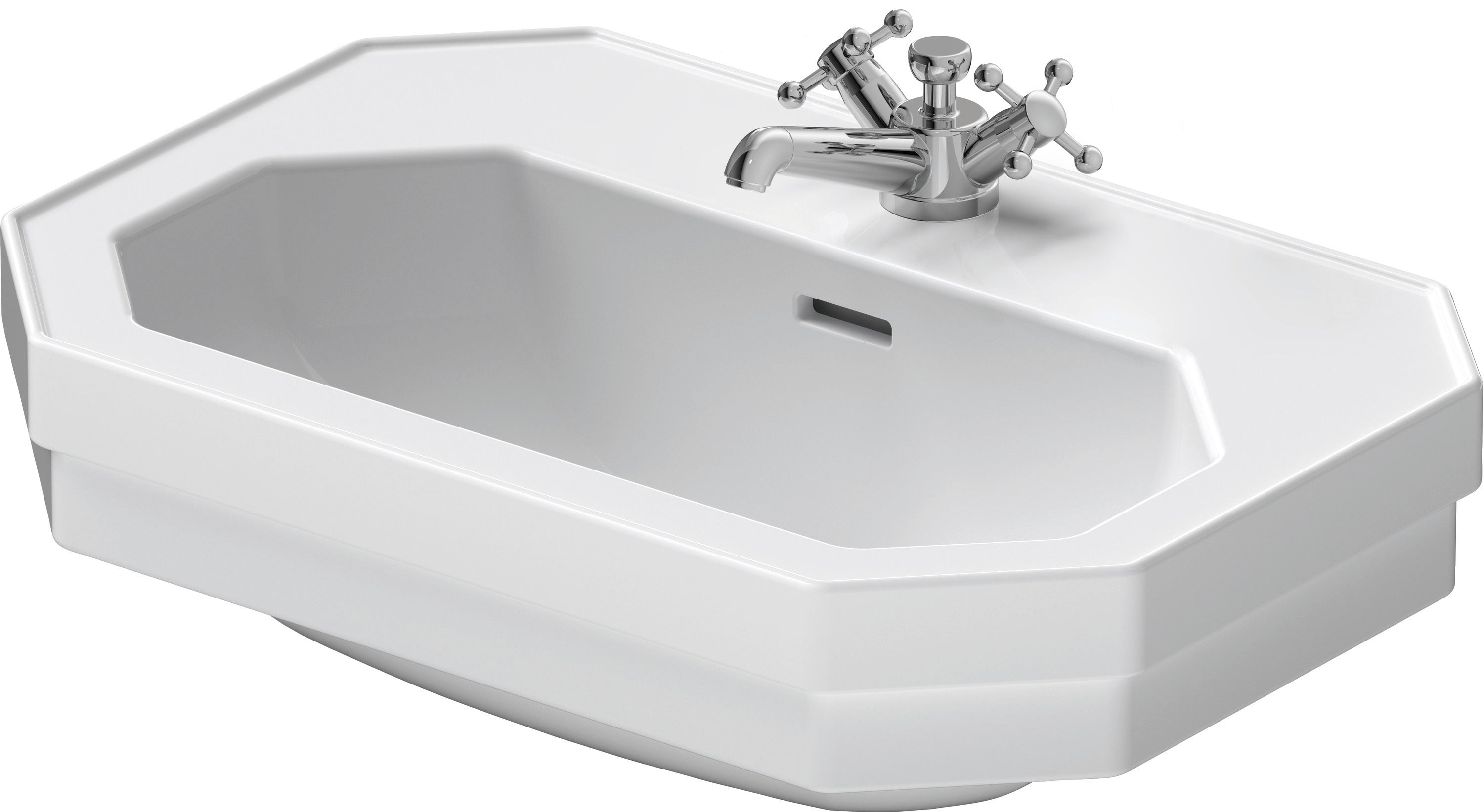 1930 Series 23 5/8" Octagonal Wall Mounted Sink in White with Widespread Faucet Holes and with Overflow