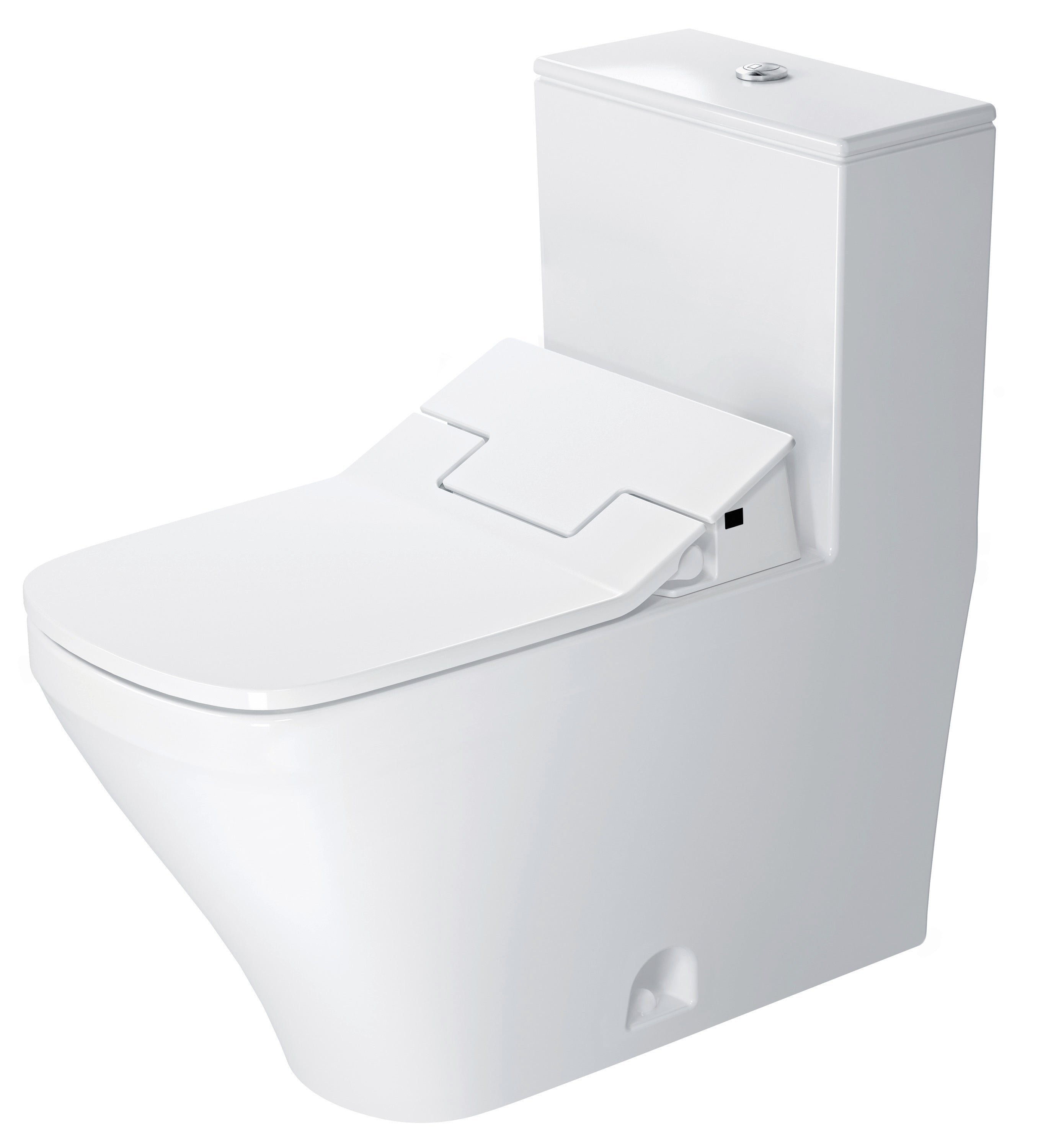 DuraStyle 1.28 GPF Single Flush Elongated One Piece Toilet in White, Top Push Button Flush - Seat Included