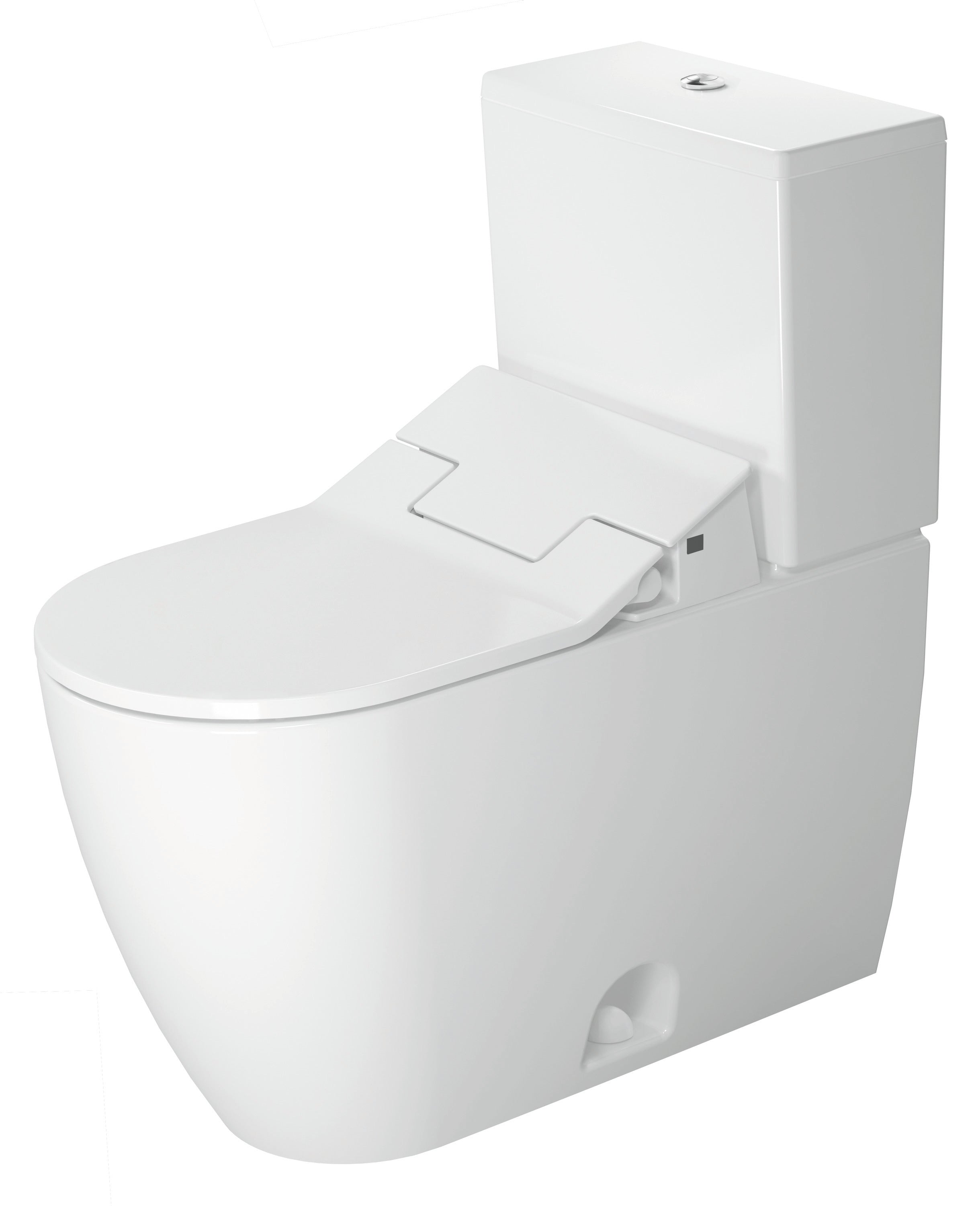 ME by Starck 1.28 GPF Single Flush Elongated Two Piece Toilet in White, Top Push Button Flush - Seat Included