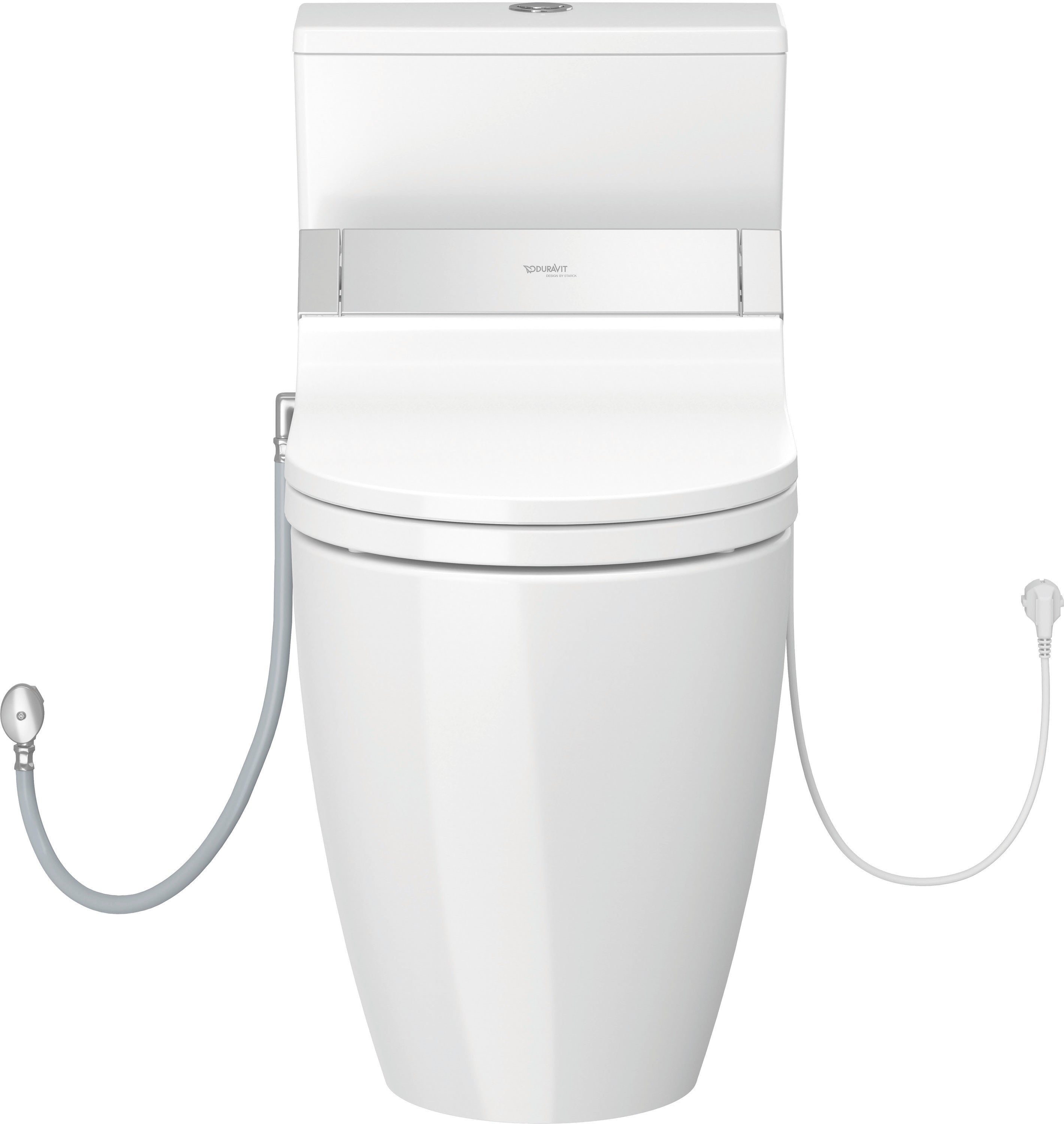 ME by Starck 1.32/0.92 GPF Dual Flush Rimless Elongated One Piece Toilet in White, Top Push Button Flush - Seat Sold Separately