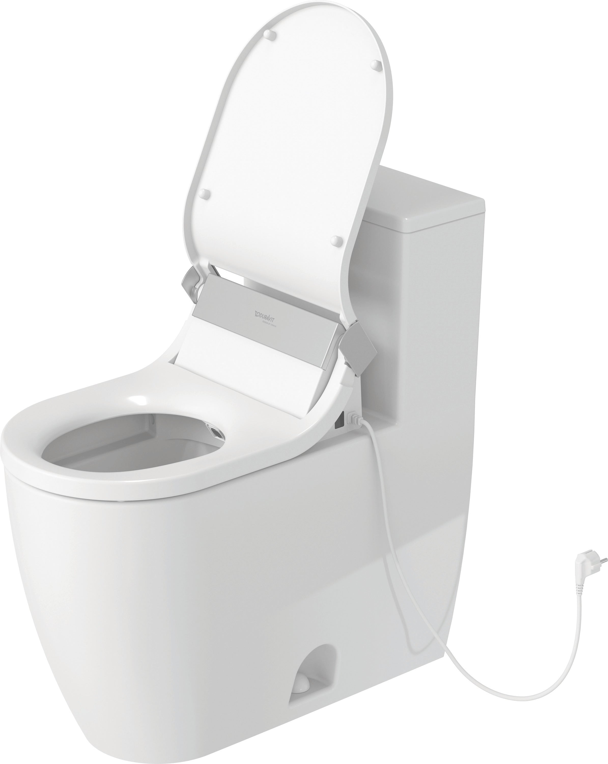 ME by Starck 1.32/0.92 GPF Dual Flush Rimless Elongated One Piece Toilet in White, Top Push Button Flush - Seat Sold Separately
