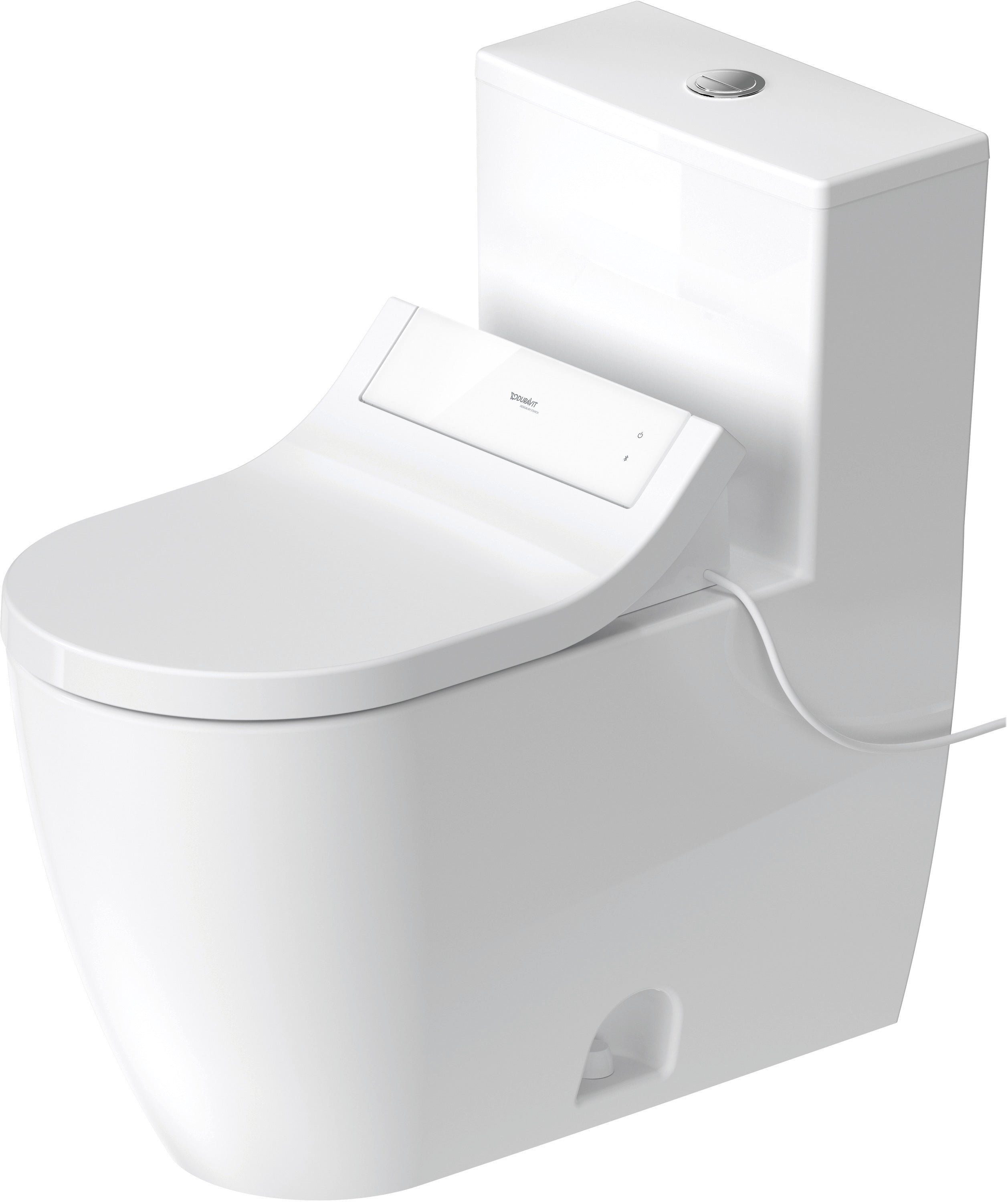 ME by Starck 1.32/0.92 GPF Dual Flush Rimless Elongated One Piece Toilet in White, Top Push Button Flush - Seat Sold Separately