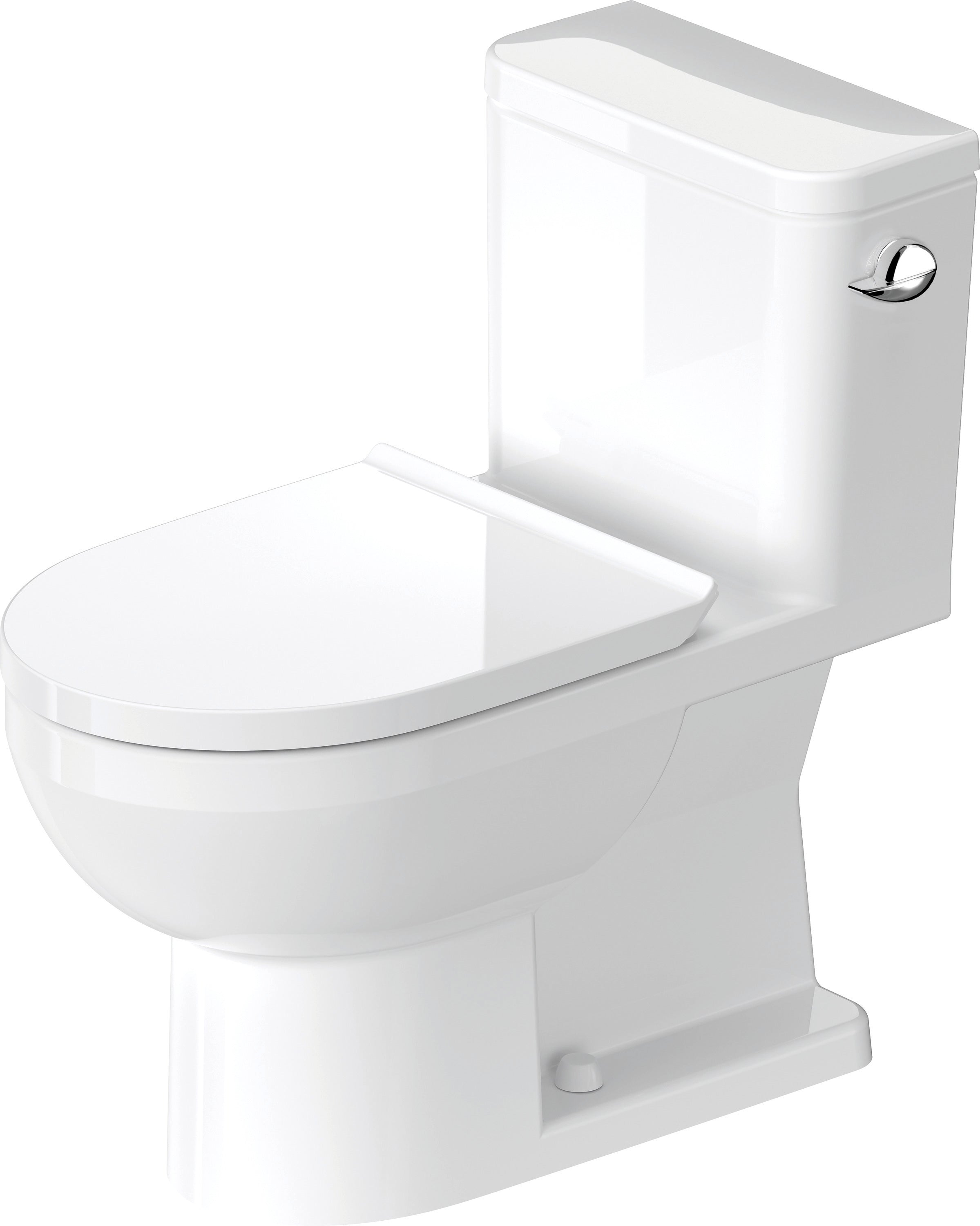 Duravit No.1 1.28 GPF Single Flush Rimless Elongated ADA Compliant One Piece Toilet in White, Right Lever Flush - Seat Included