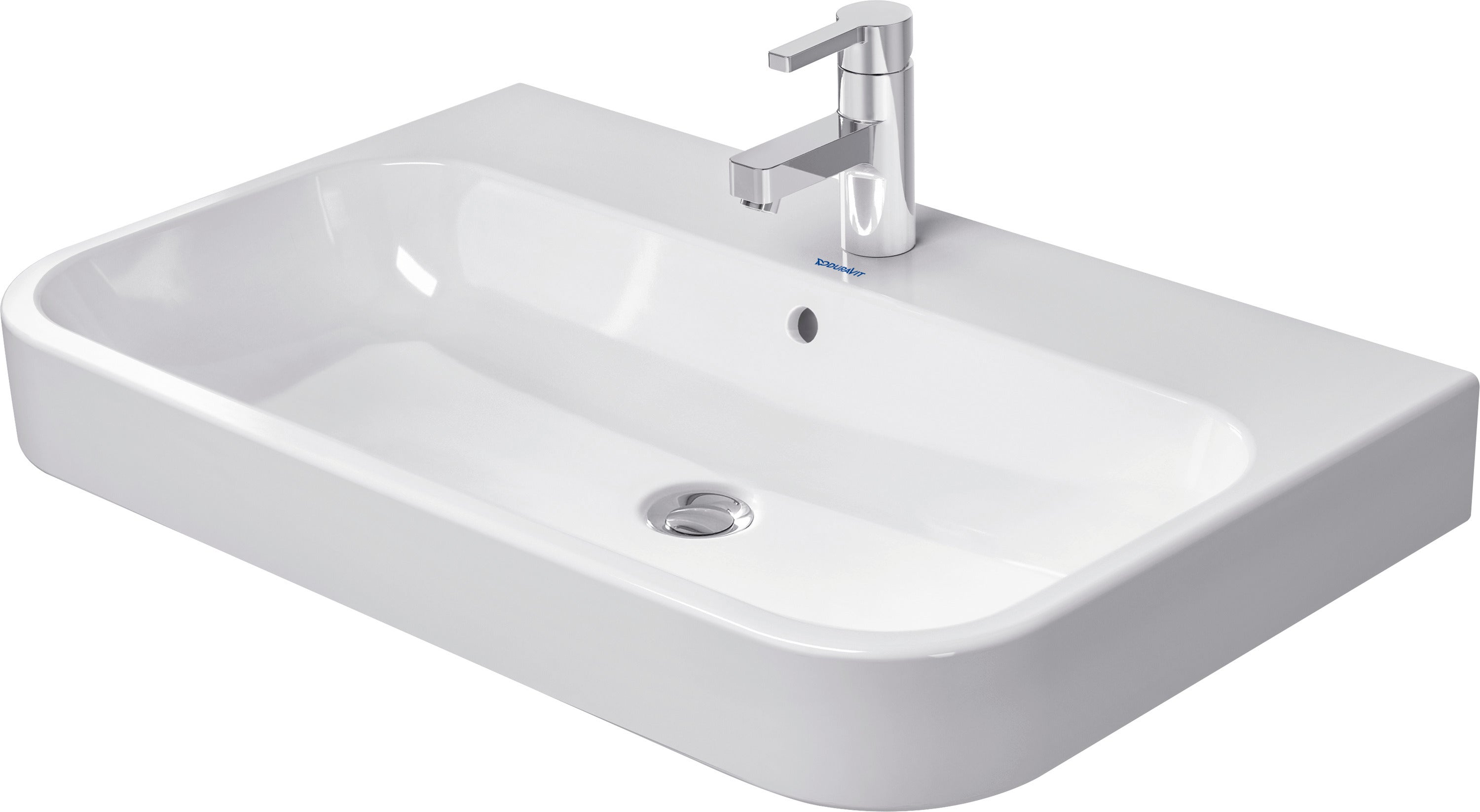 Happy D.2 31 1/2" Rectangular Wall Mounted Sink in White with Single Faucet Hole and with Overflow