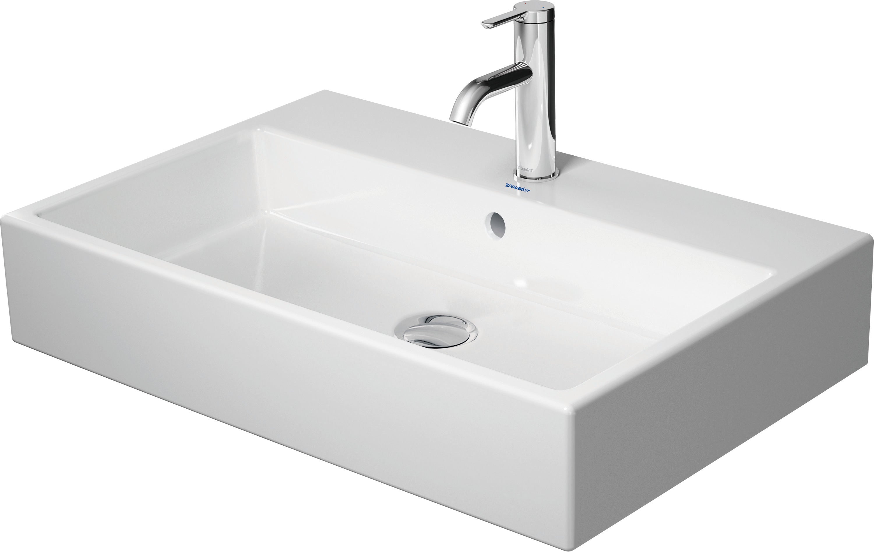 Vero 27 1/2" Rectangular Wall Mounted Sink in White with Single Faucet Hole and with Overflow