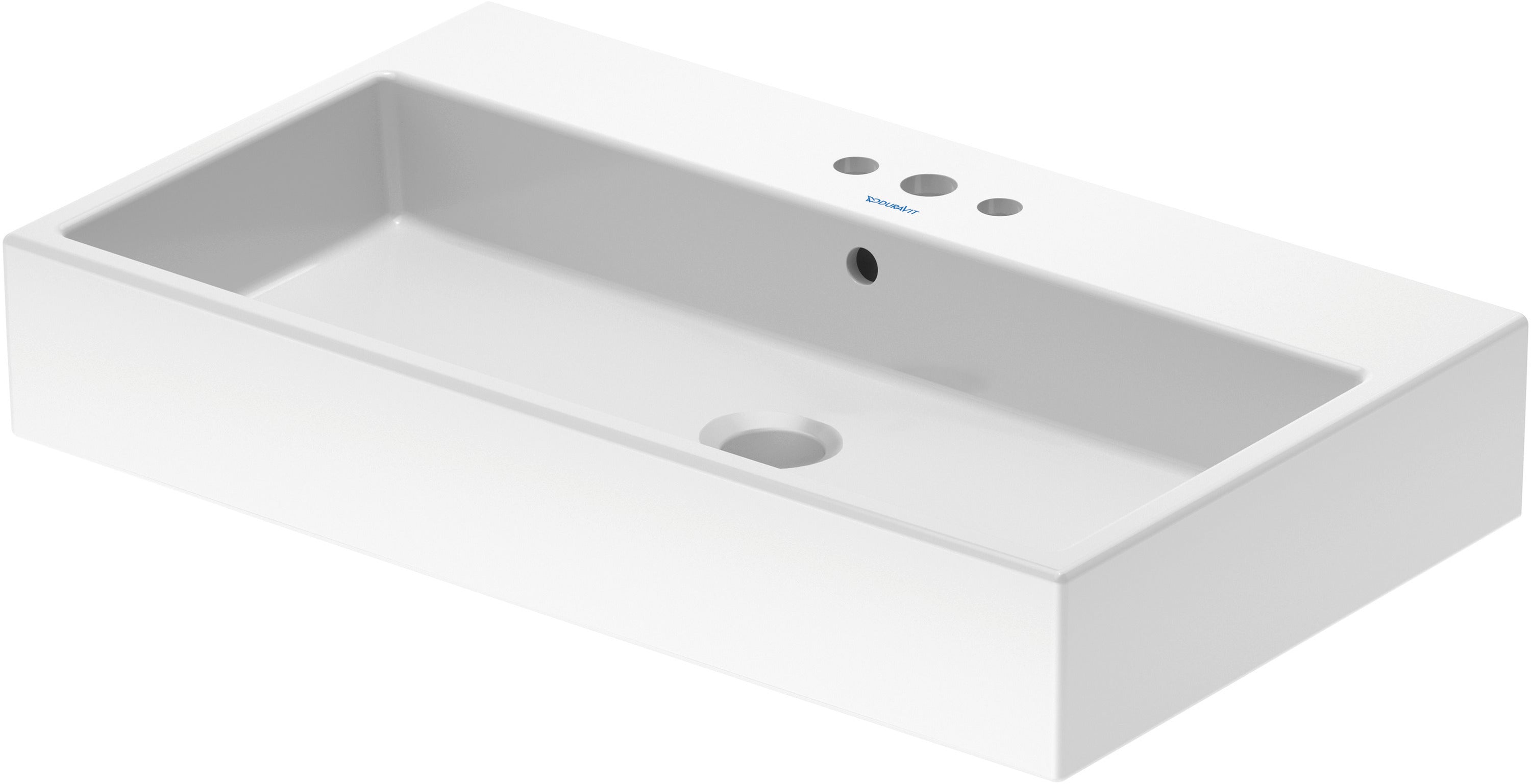 Vero 31 1/2" Rectangular Wall Mounted Sink in Satin Matte White with Widespread Faucet Holes and with Overflow