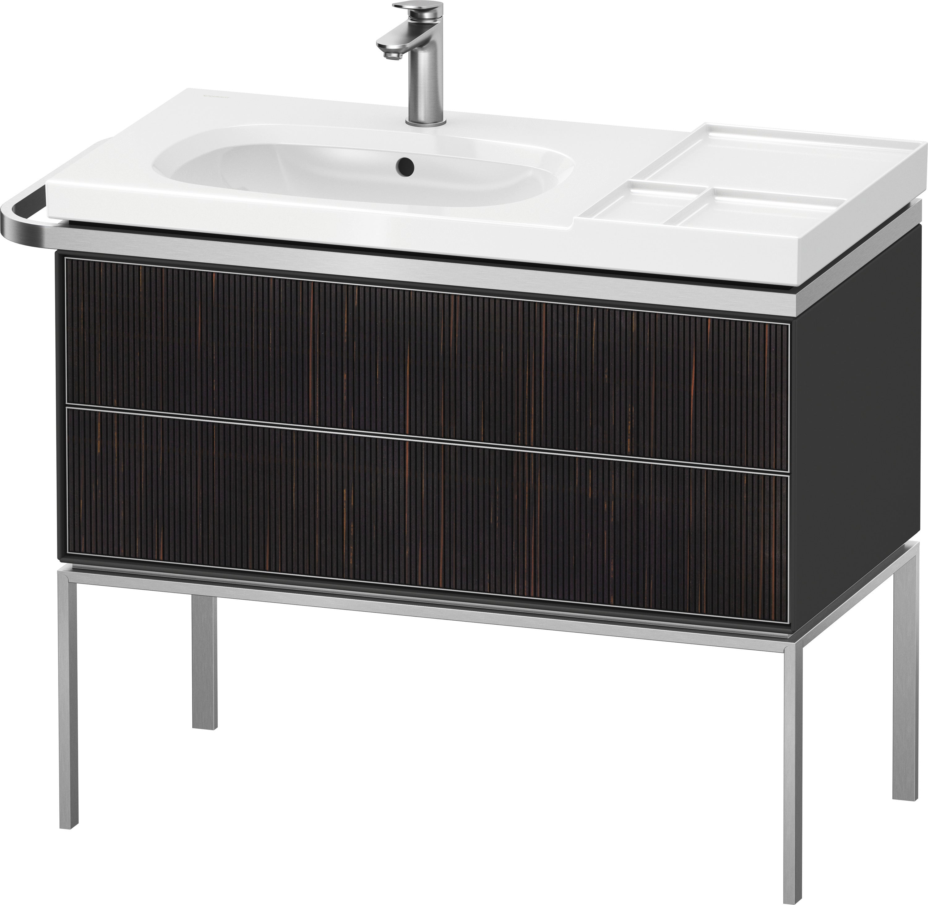 Aurena 38 3/4" Wall Mount Two Drawer Single Vanity Cabinet in Embossed Ebony, Sink Sold Separately