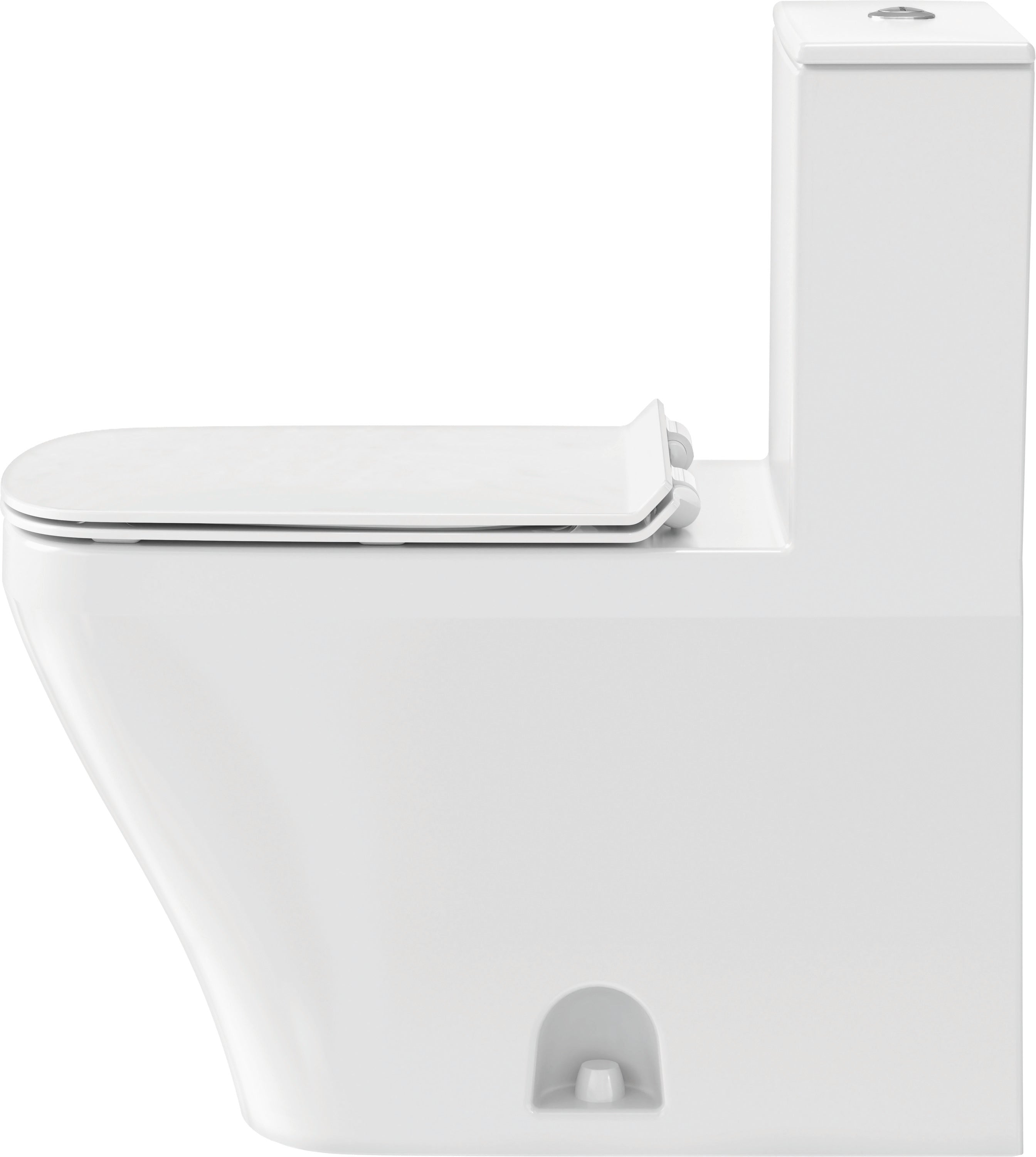 DuraStyle 1.28 GPF Single Flush Elongated One Piece Toilet in White, Top Push Button Flush - Seat Included