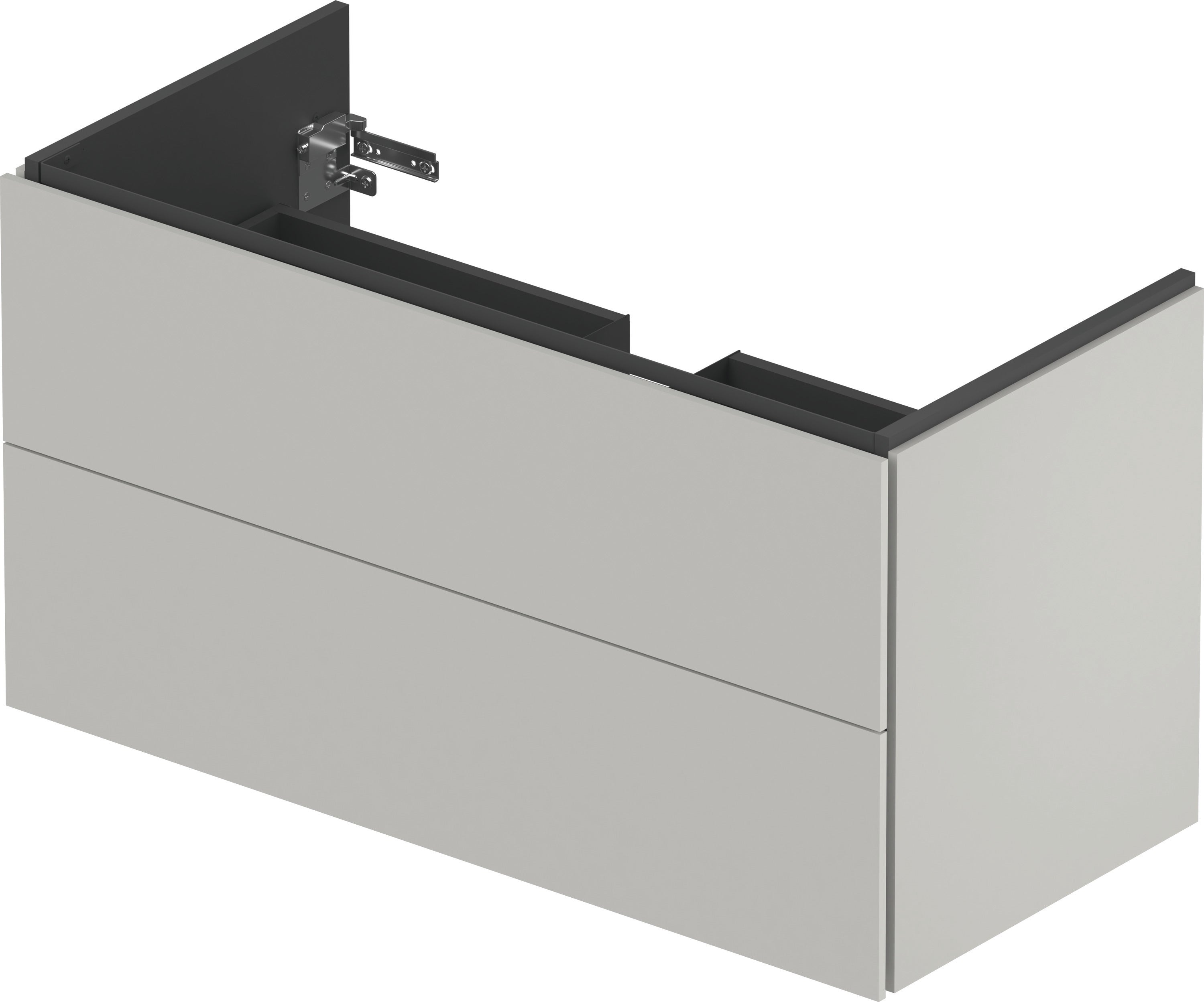 L-Cube 40 1/8" Wall Mount Two Drawer Single Vanity Cabinet in Matte Concrete Gray, Sink Sold Separately