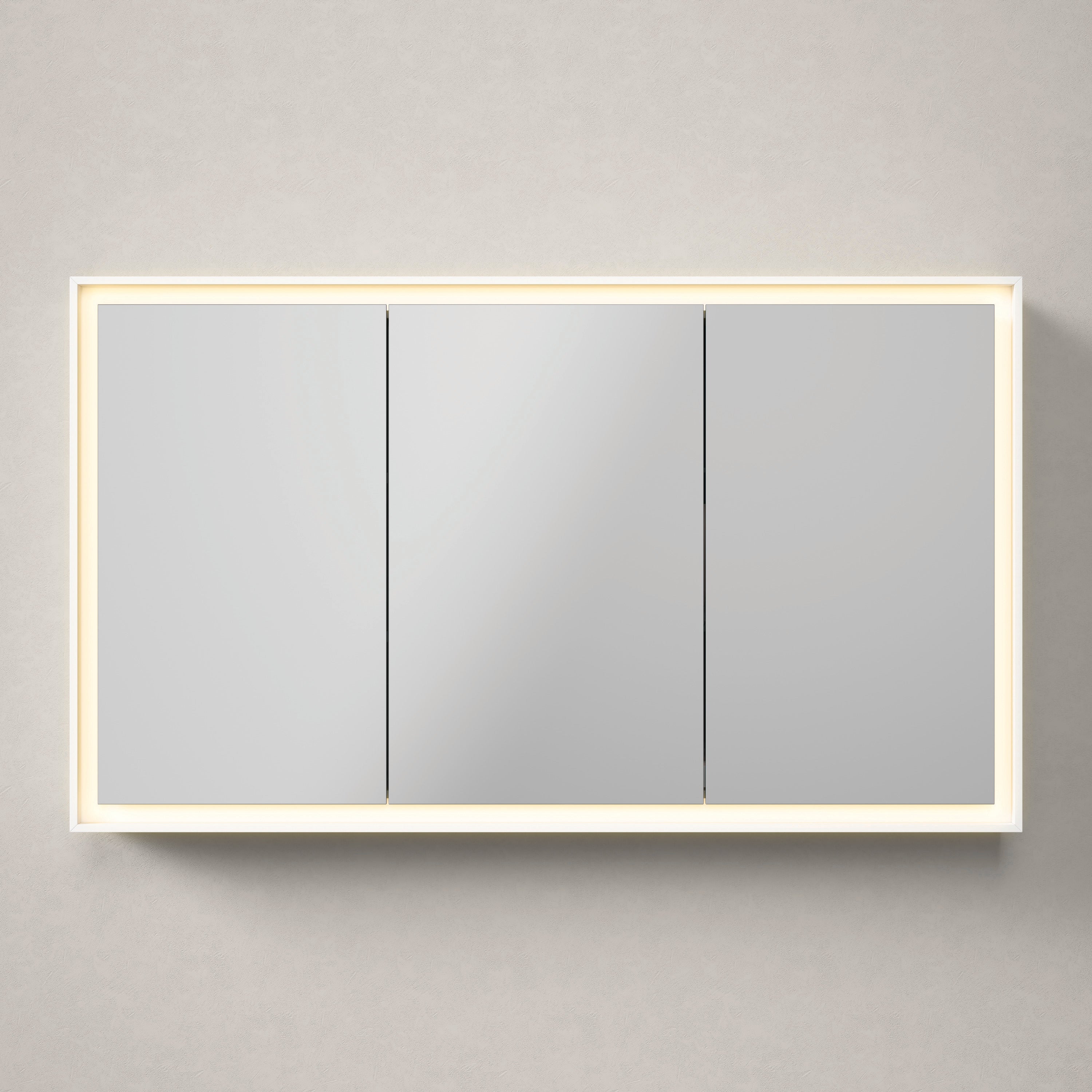 L-Cube 47 1/4" x27 1/2" 2 Left 1 Right Hinge 3 Door LED Rectangular Medicine Cabinet in Aluminum