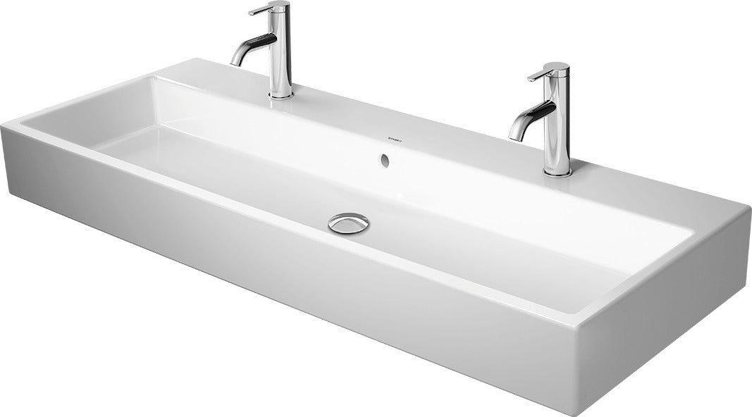 Vero 47 1/4" Rectangular Wall Mounted Sink in White with Single Faucet Hole and with Overflow