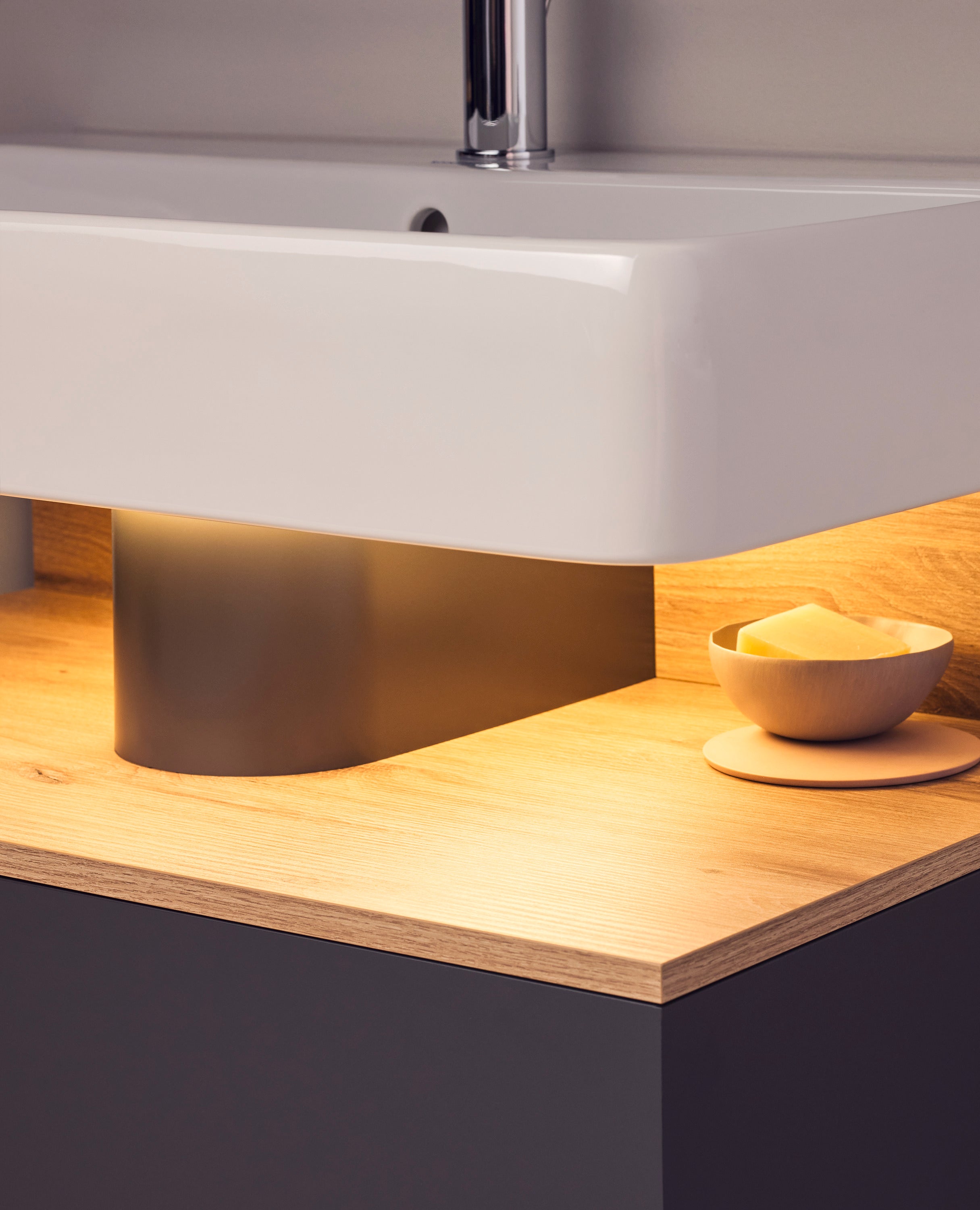 Studio F. A. Porsche Collection 39 3/8" Rectangular Wall Mounted Sink in White with Single Faucet Hole and with Overflow