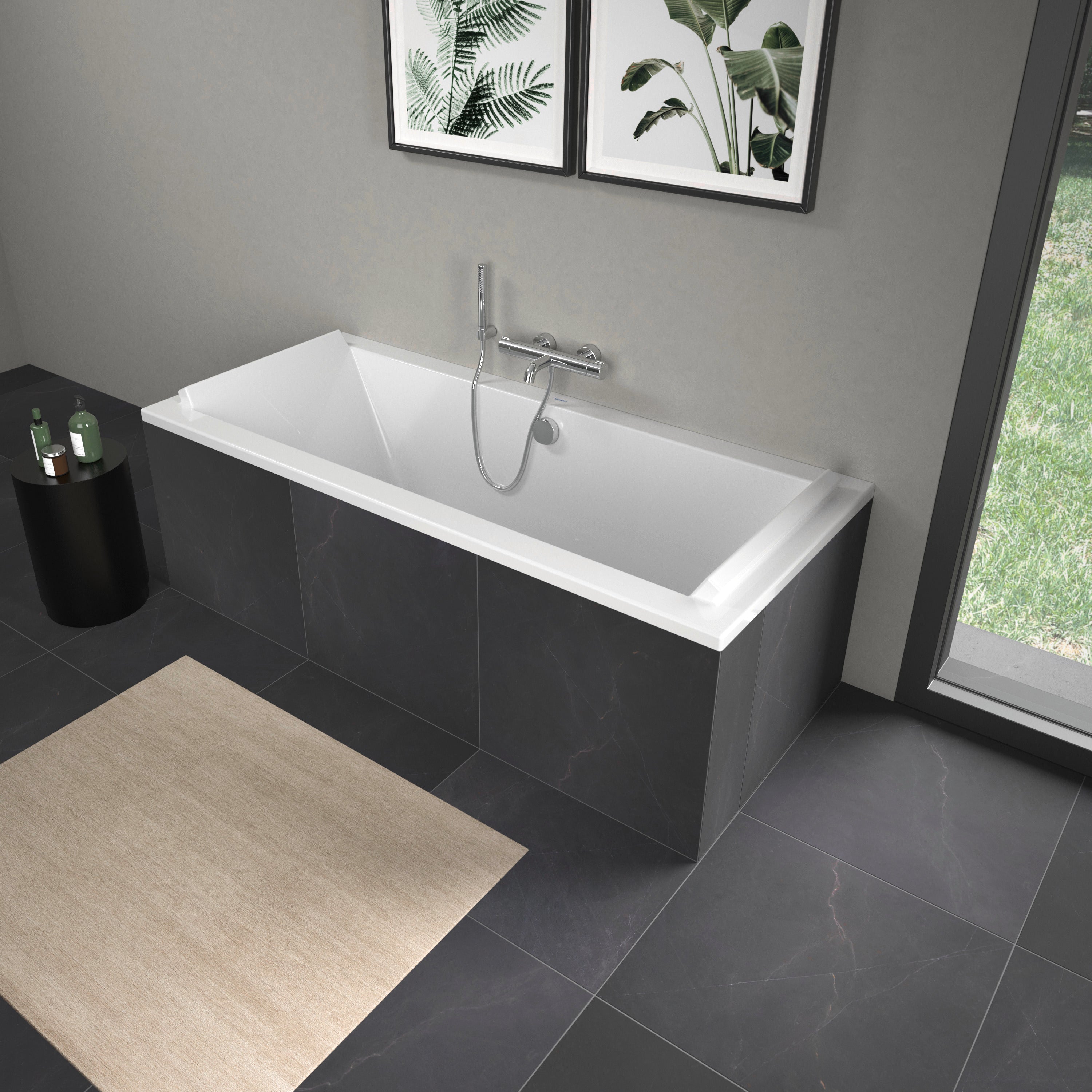 Starck 66 7/8" x 31 1/2" Rectangular Drop In Bathtub in White Acrylic with Reversible Drain, Drain Sold Separately