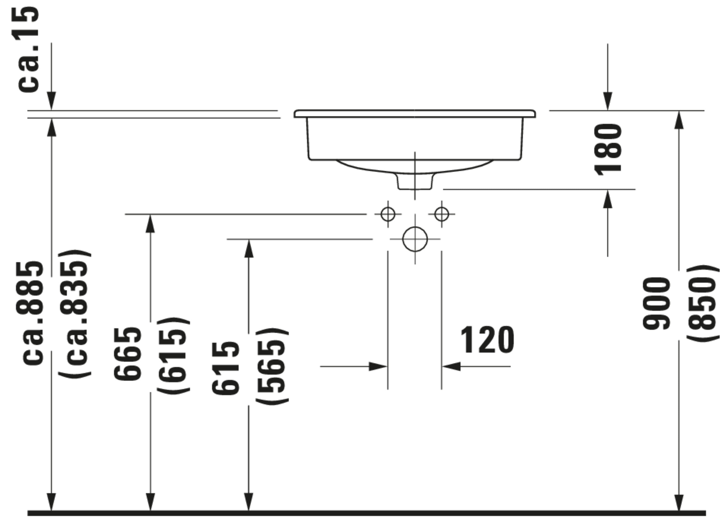 D-Code 21 1/2" Rectangular Drop In Sink in White with Single Faucet Hole and Overflow