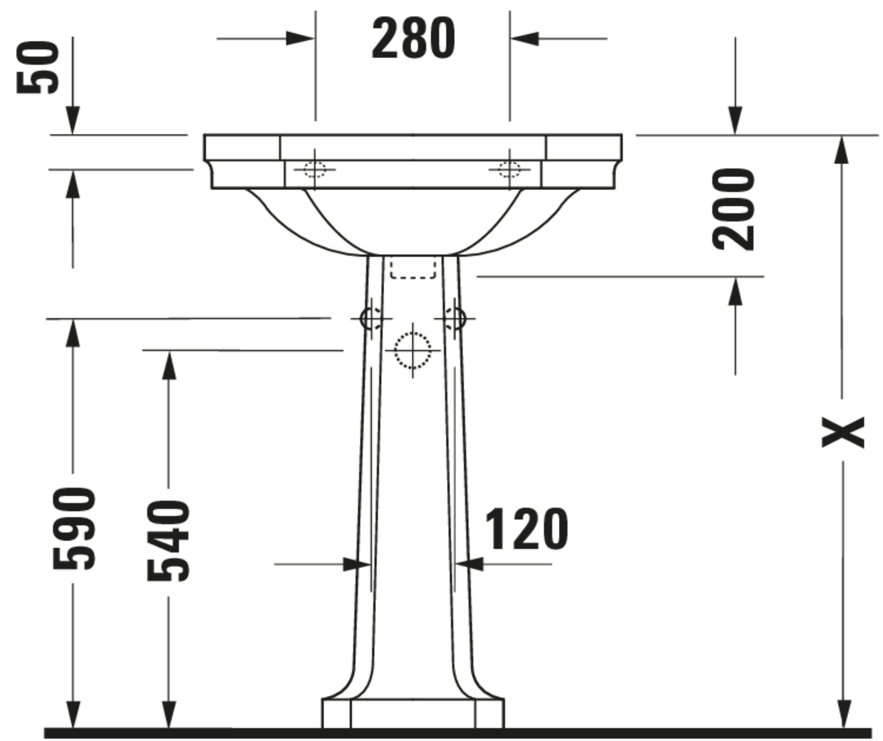 1930 Series 23 5/8" Octagonal Wall Mounted Sink in White with Widespread Faucet Holes and with Overflow