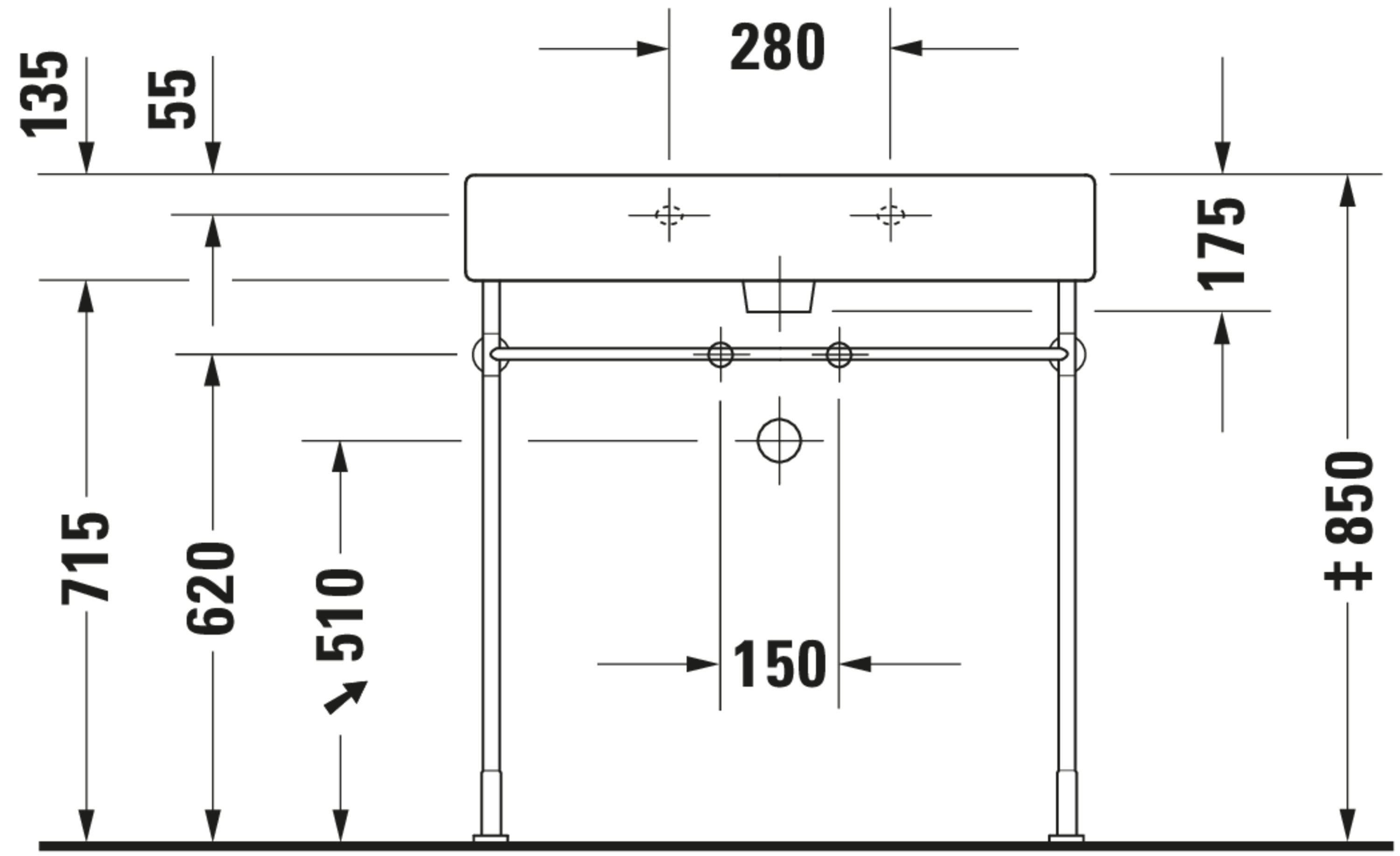 Vero 31 1/2" Rectangular Wall Mounted Sink in White with Single Faucet Hole and with Overflow