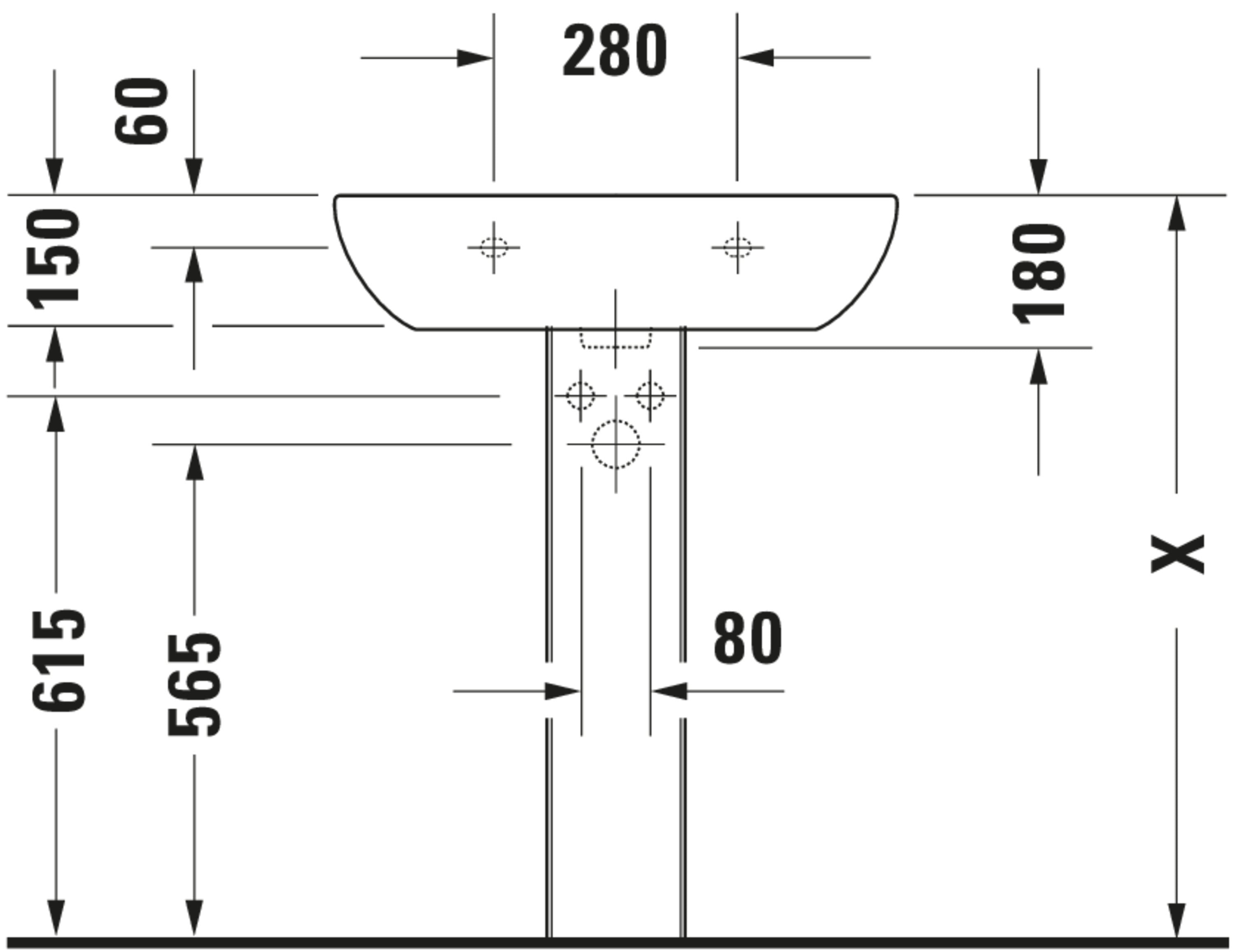 D-Code 25 5/8" Rectangular Wall Mounted Sink in White with Single Faucet Hole and with Overflow