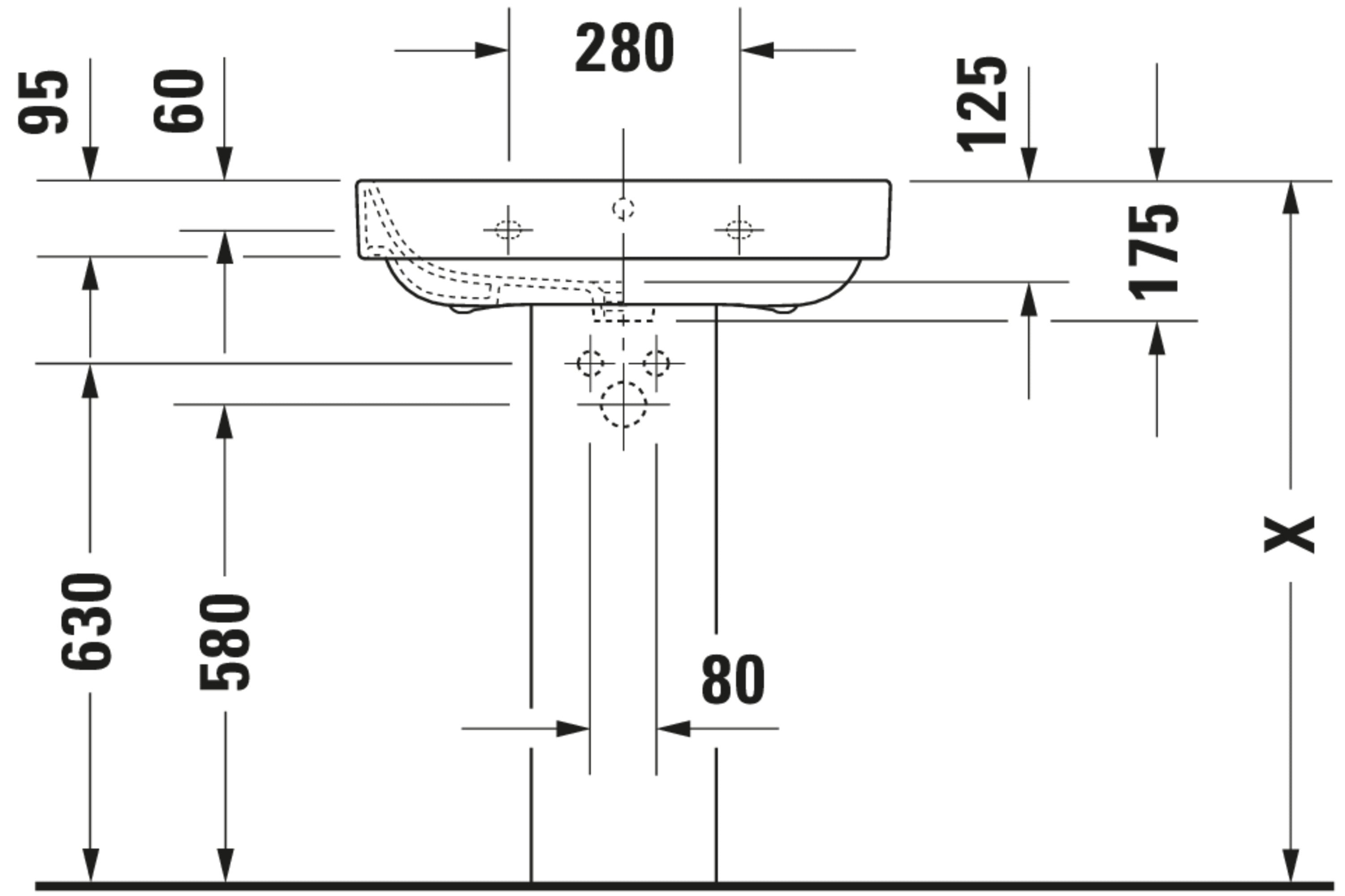 Happy D.2 25 5/8" Rectangular Wall Mounted Sink in White with Single Faucet Hole and with Overflow