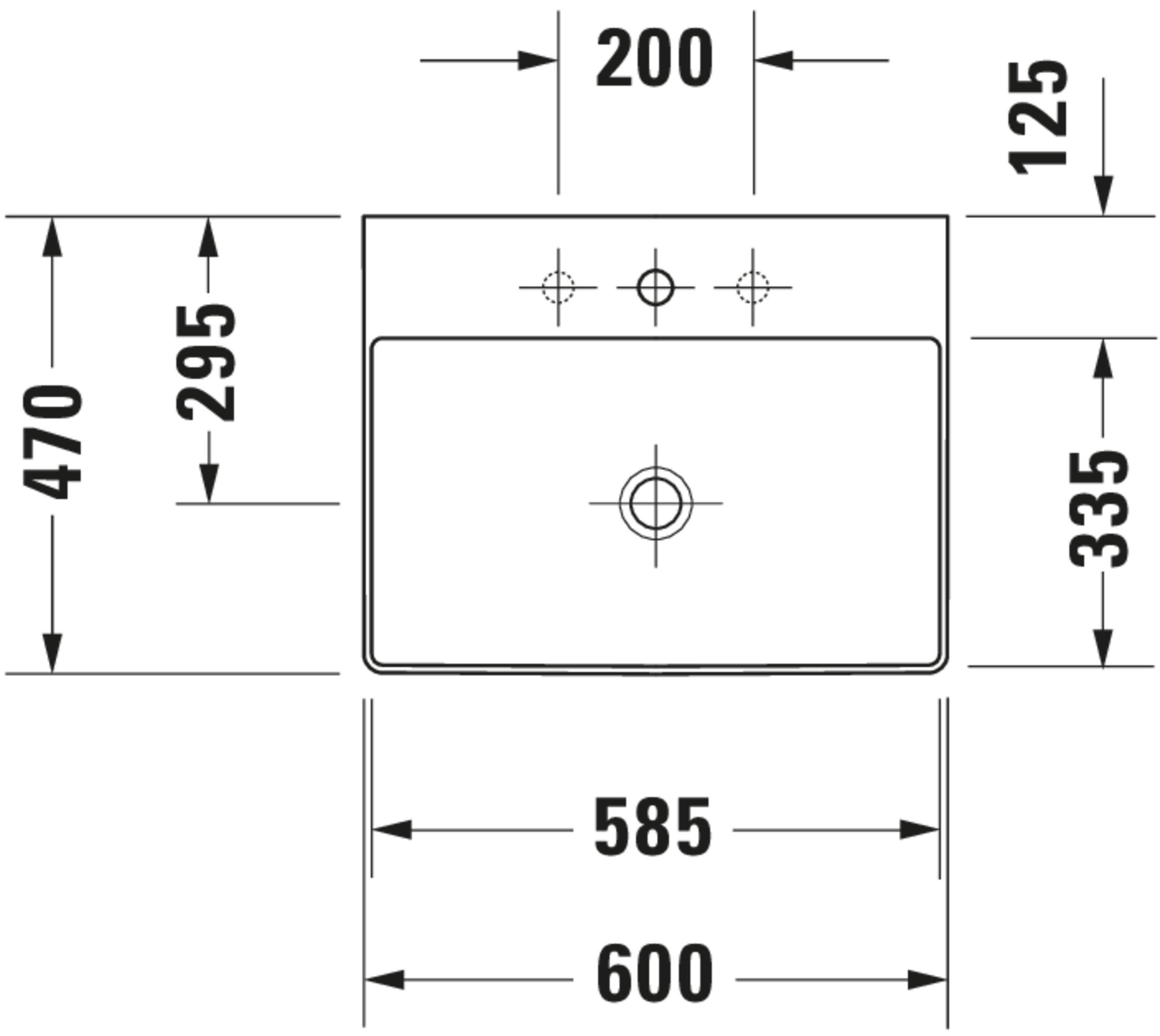 DuraSquare 23 5/8" Rectangular Wall Mounted Sink in White with Single Faucet Hole