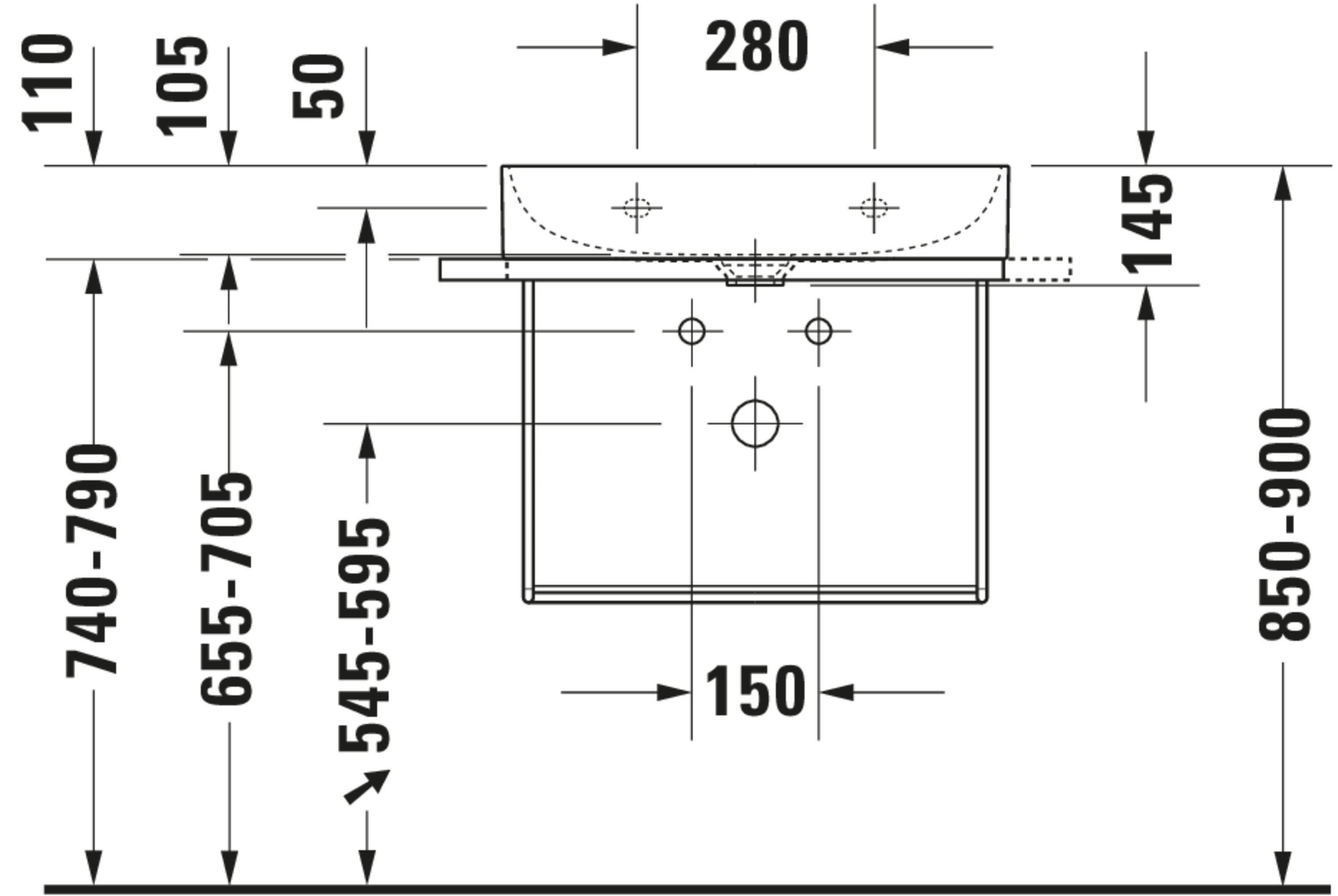 DuraSquare 23 5/8" Rectangular Wall Mounted Sink in White with Single Faucet Hole