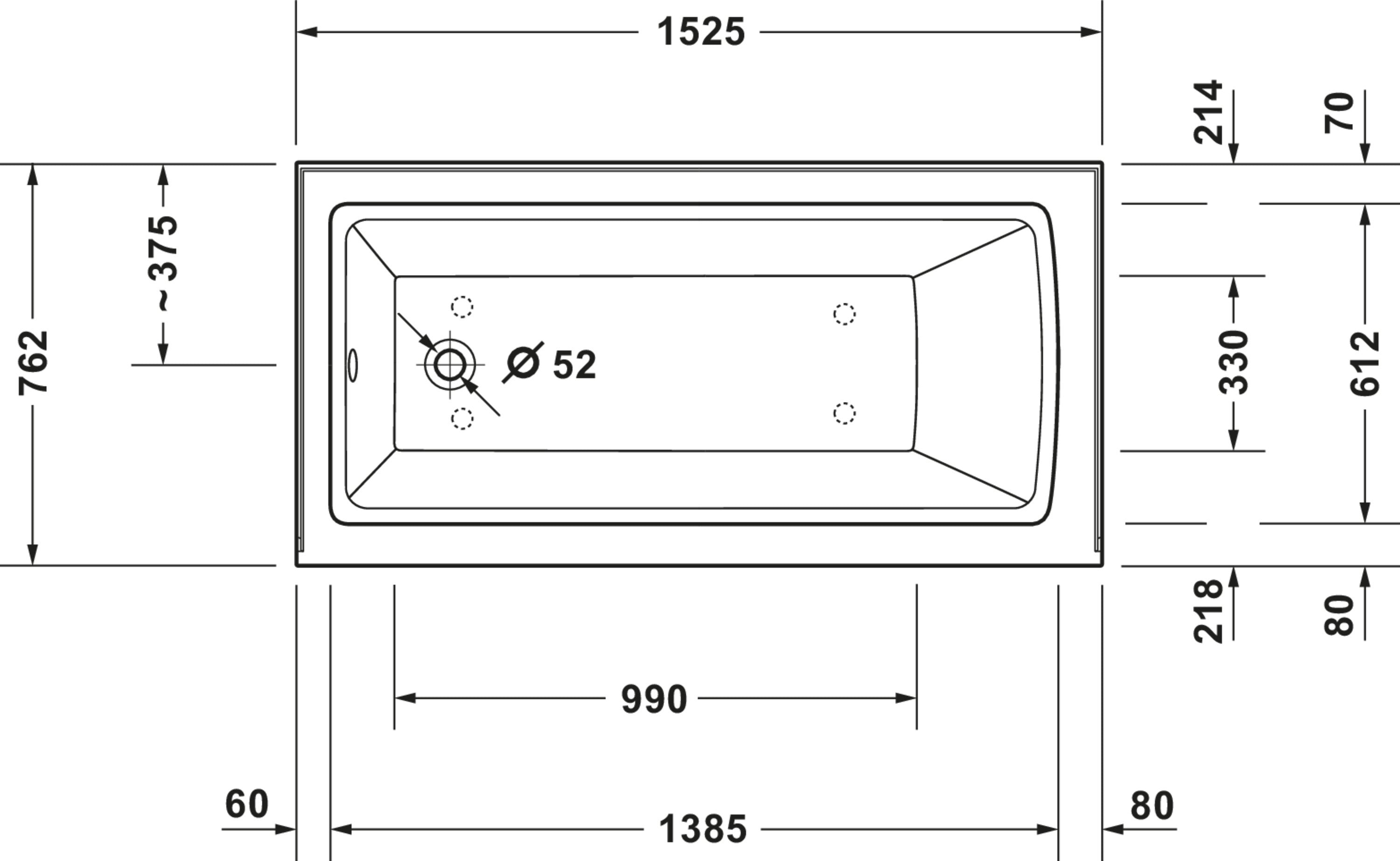Architec 60" x 30" Rectangular Alcove Bathtub in White Acrylic with Left Drain, Drain Sold Separately