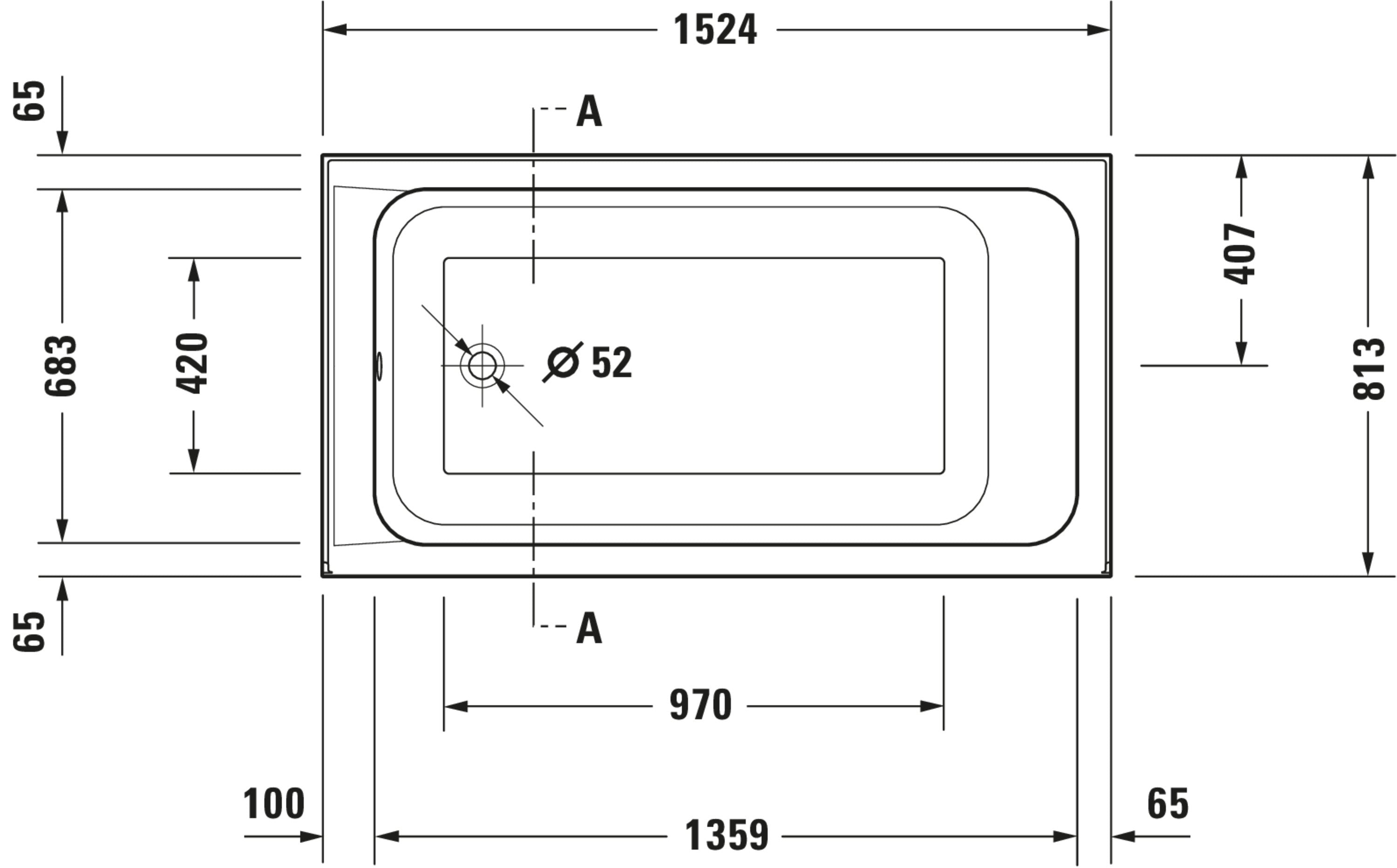 D-Code 60" x 32" Rectangular Drop In Bathtub in White Acrylic with Left Drain, Drain Sold Separately