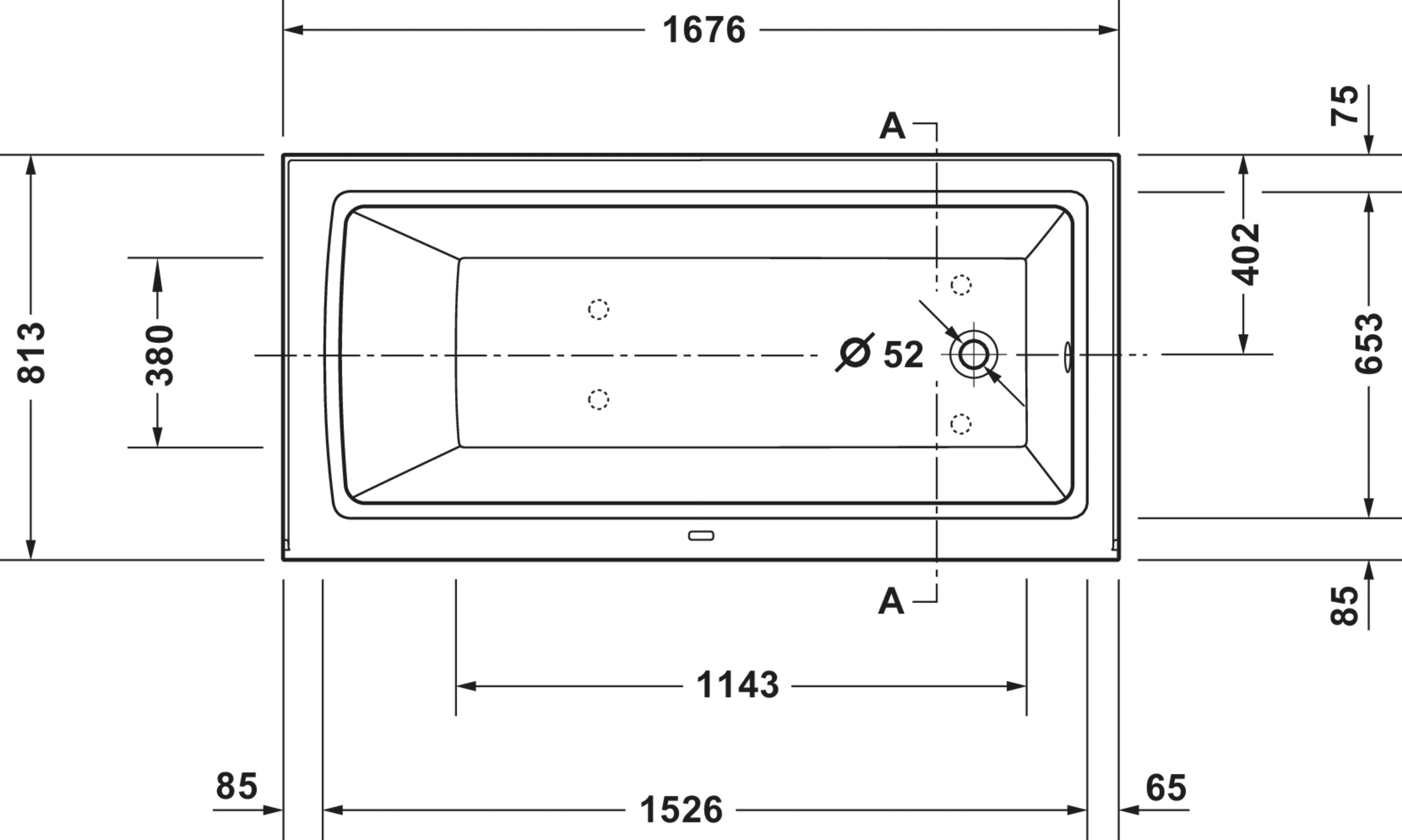 Architec 66" x 32" Rectangular Alcove Bathtub in White Acrylic with Right Drain, Drain Sold Separately