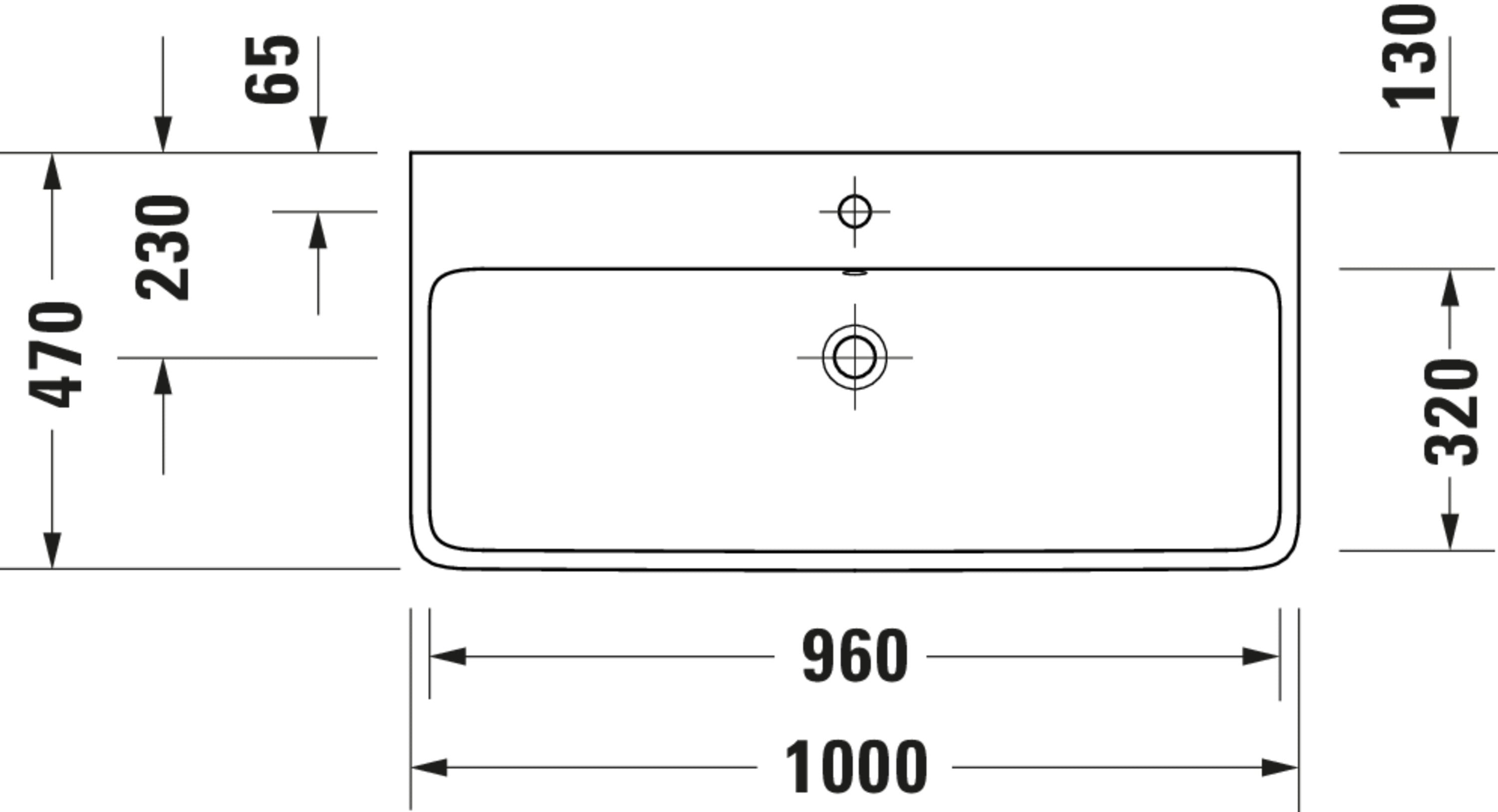 Studio F. A. Porsche Collection 39 3/8" Rectangular Wall Mounted Sink in White with Single Faucet Hole and with Overflow