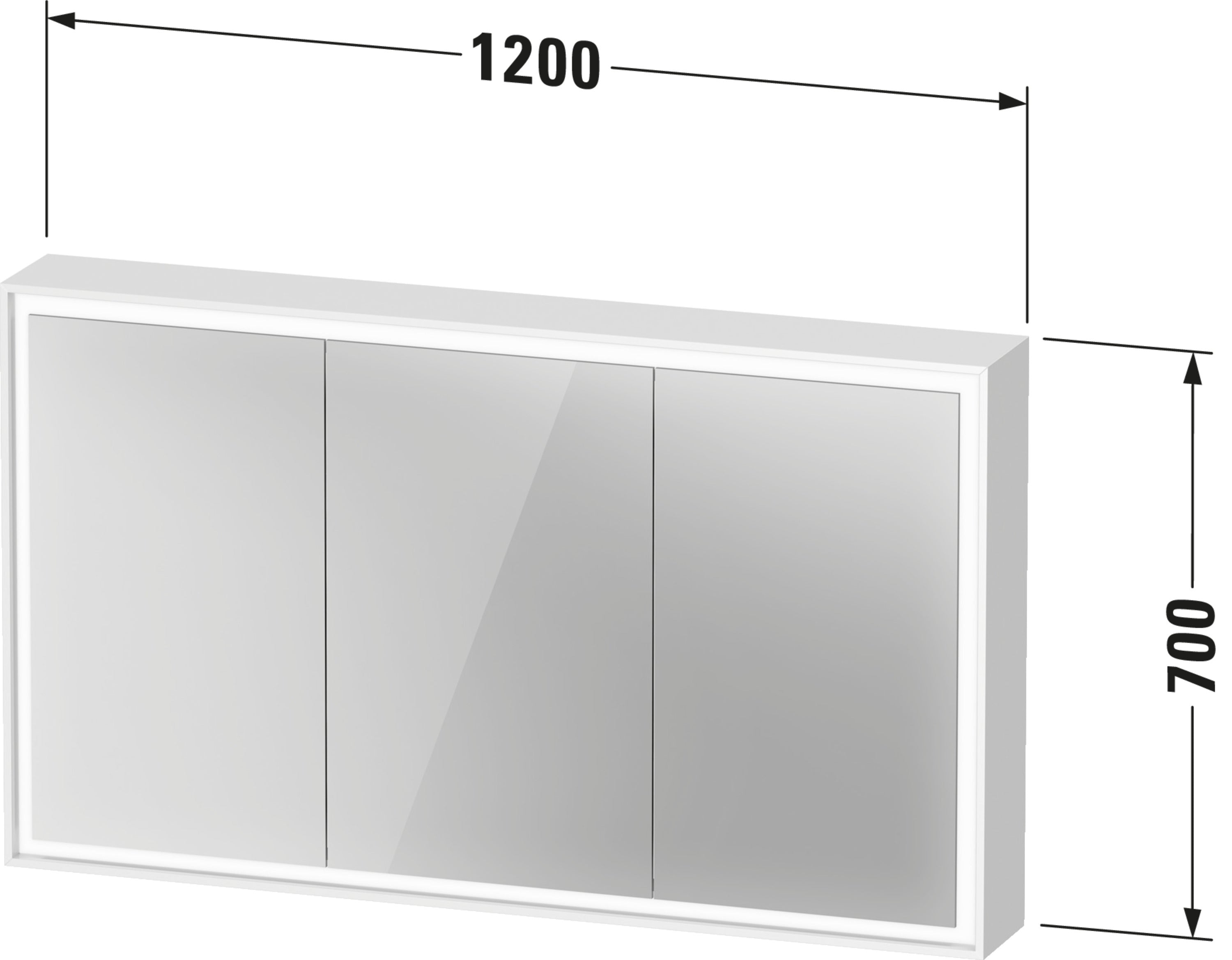 L-Cube 47 1/4" x27 1/2" 2 Left 1 Right Hinge 3 Door LED Rectangular Medicine Cabinet in Aluminum