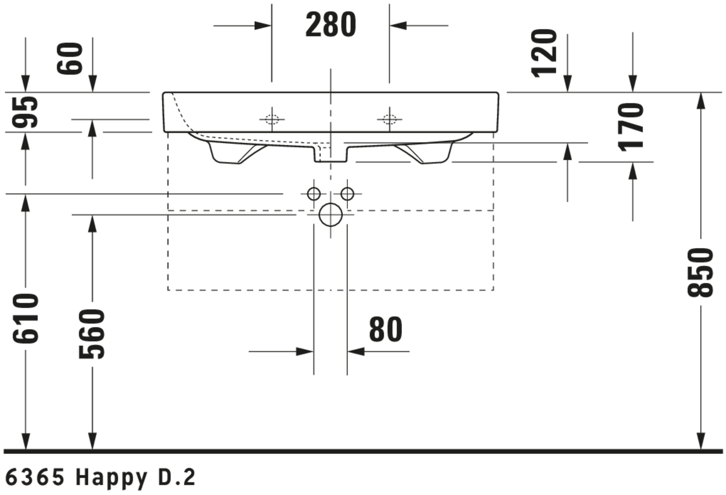 Happy D.2 31 1/2" Rectangular Wall Mounted Sink in White with Single Faucet Hole and with Overflow