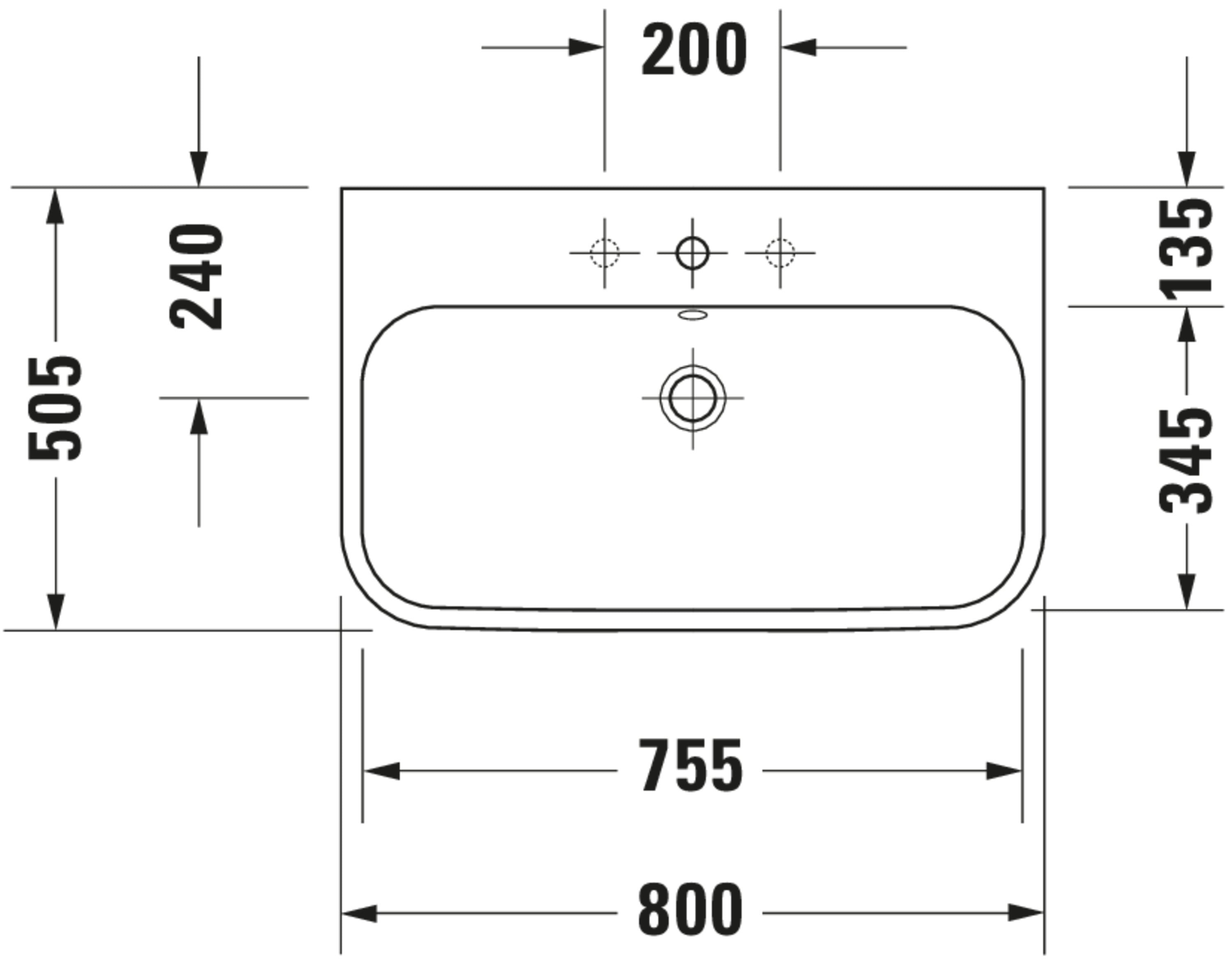 Happy D.2 31 1/2" Rectangular Wall Mounted Sink in White with Single Faucet Hole and with Overflow