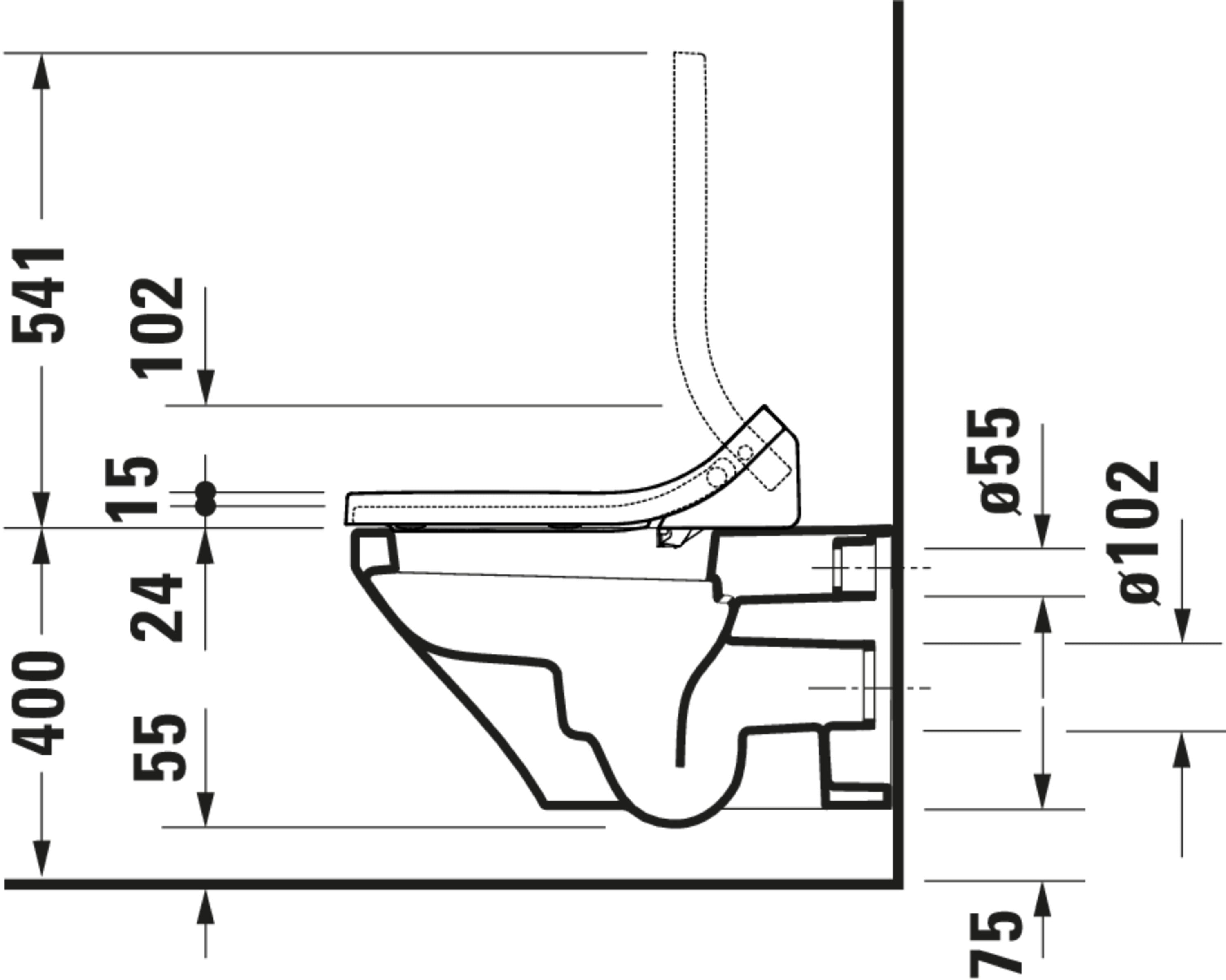 DuraStyle 1.28/0.8 GPF Dual Flush ADA Compliant Elongated Wall Mounted Toilet in White - Seat, Actuator, and In-Wall Tank and Carrier Sold Separately