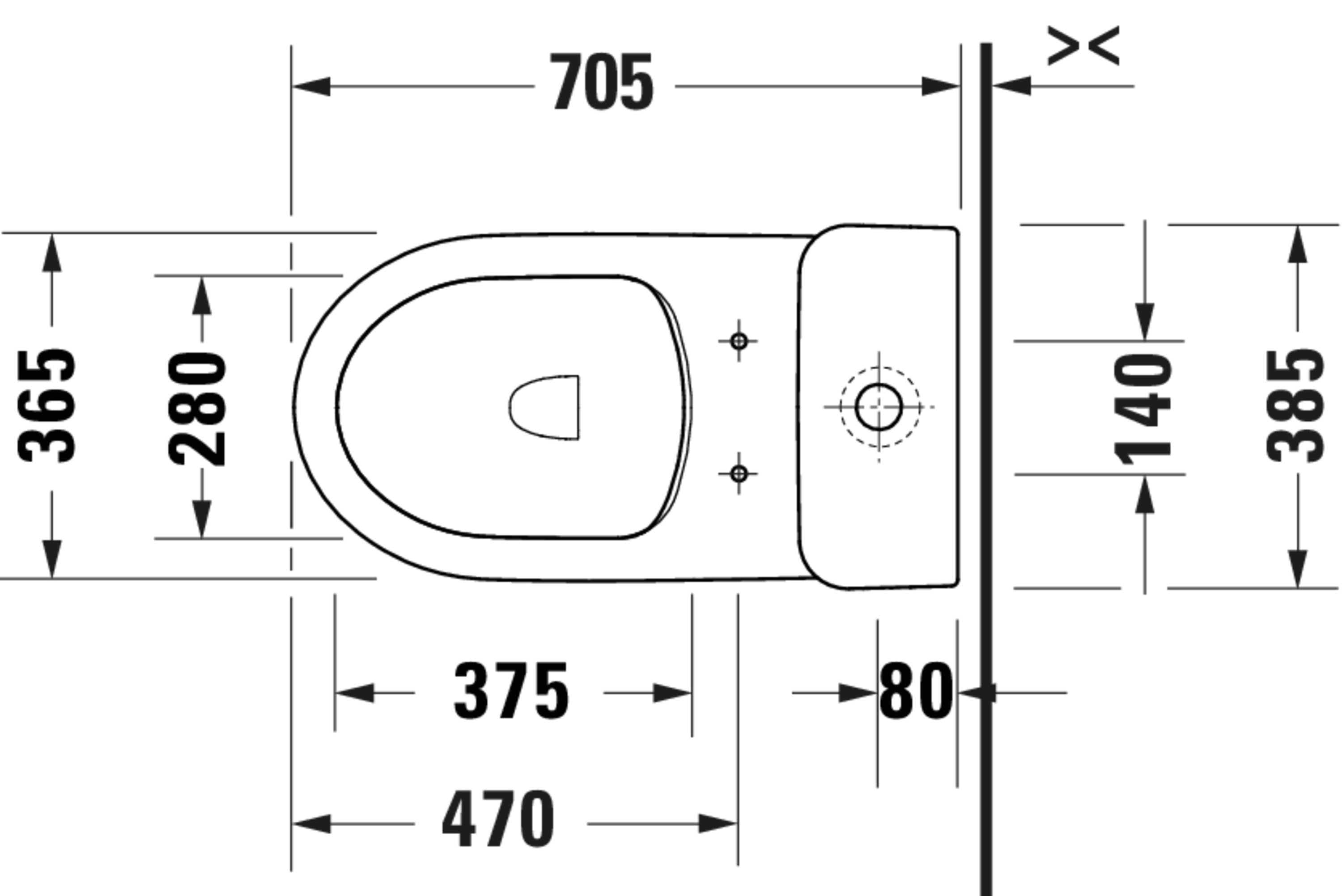 Duravit No.1 1.28 GPF Single Flush Rimless Elongated Toilet Bowl in White