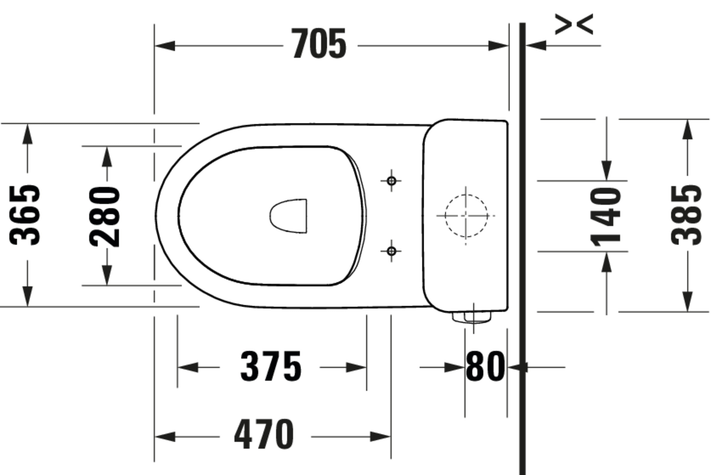 Duravit No.1 1.28 GPF Single Flush Rimless Elongated Toilet Bowl in White