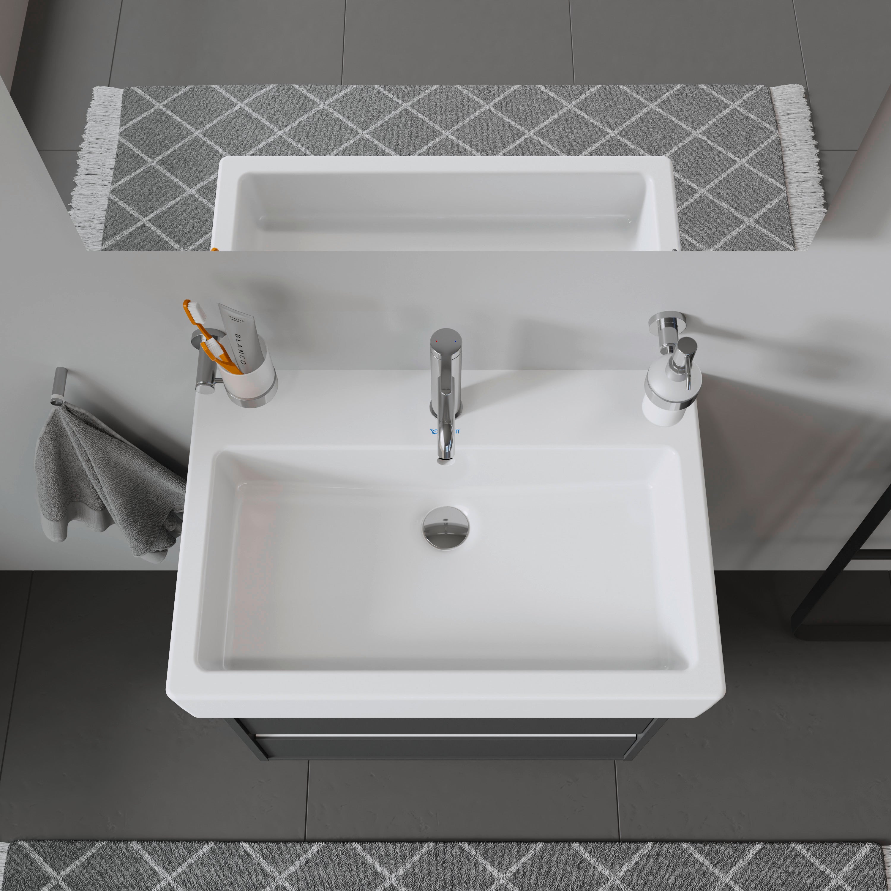 Vero 27 1/2" Rectangular Wall Mounted Sink in White with Single Faucet Hole and with Overflow