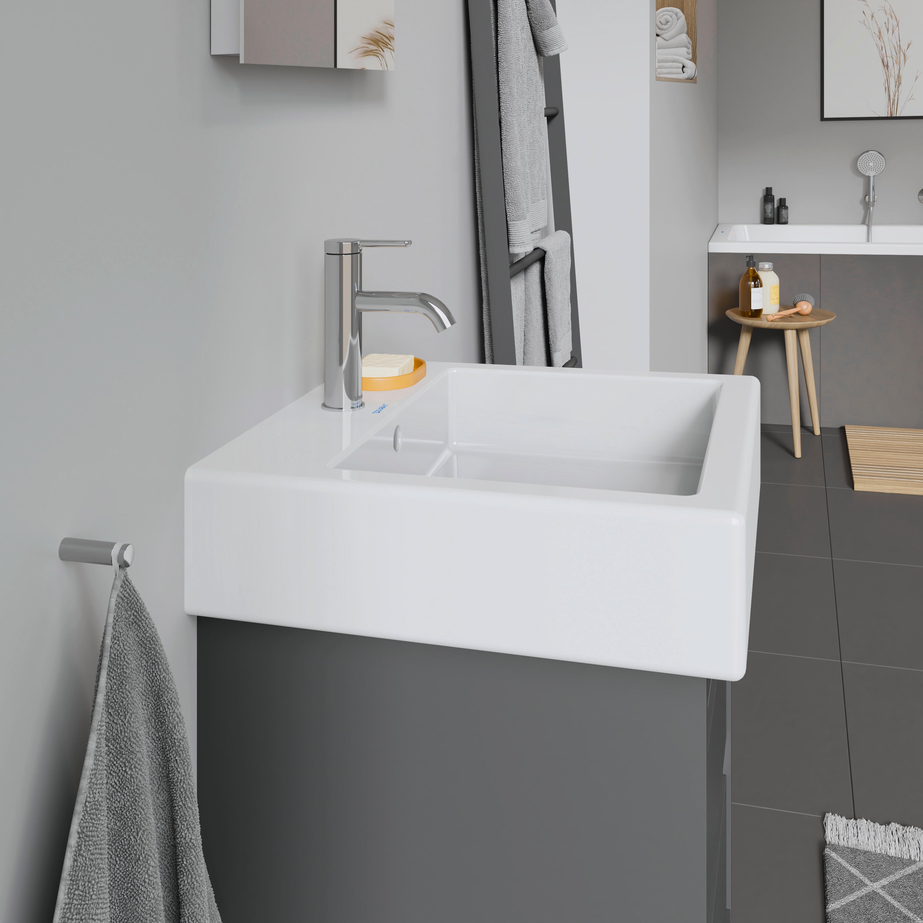Vero 19 5/8" Rectangular Wall Mounted Sink in White with Single Faucet Hole and with Overflow