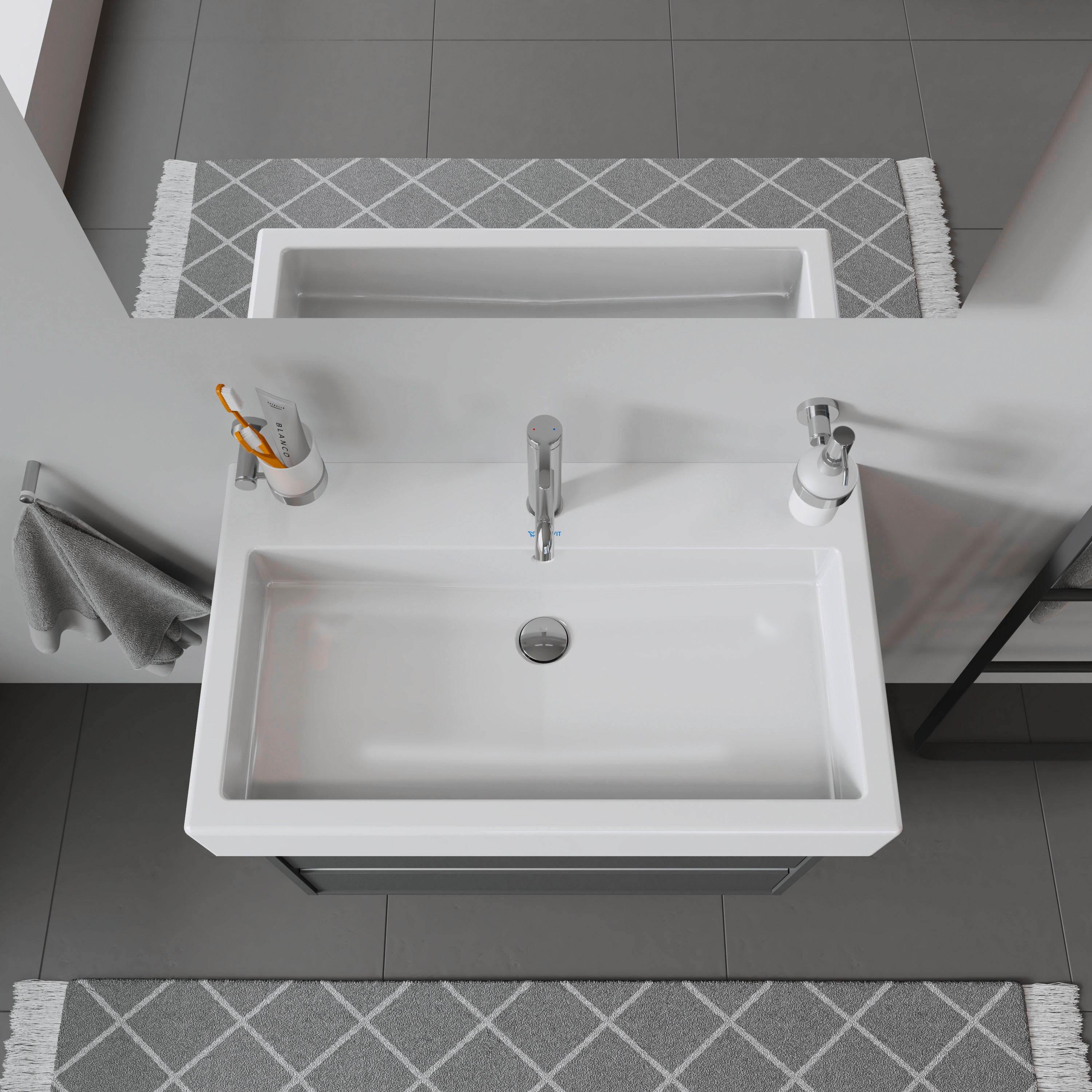 Vero 31 1/2" Rectangular Wall Mounted Sink in White with Single Faucet Hole and with Overflow