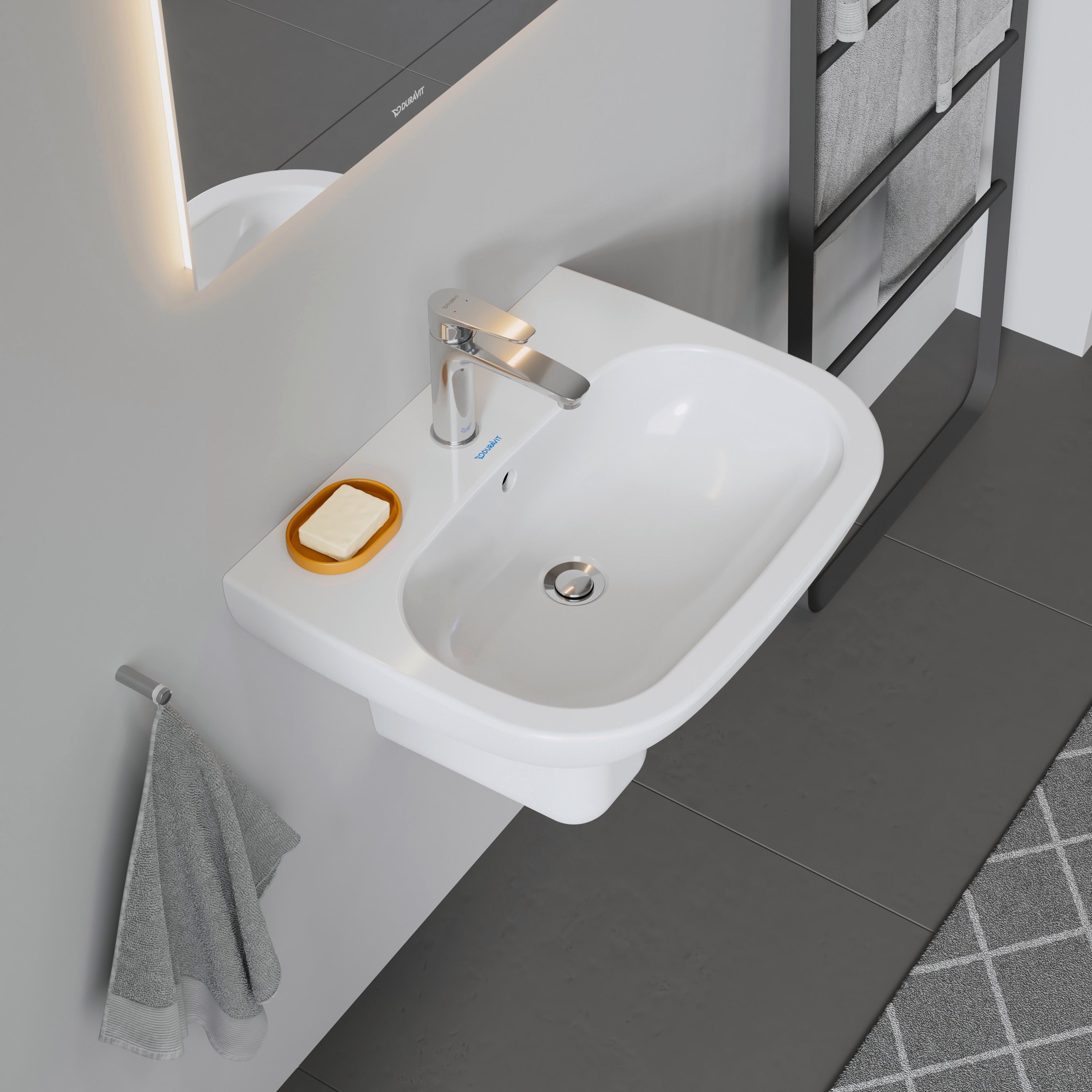 D-Code 23 5/8" Rectangular Wall Mounted Sink in White with Single Faucet Hole and with Overflow