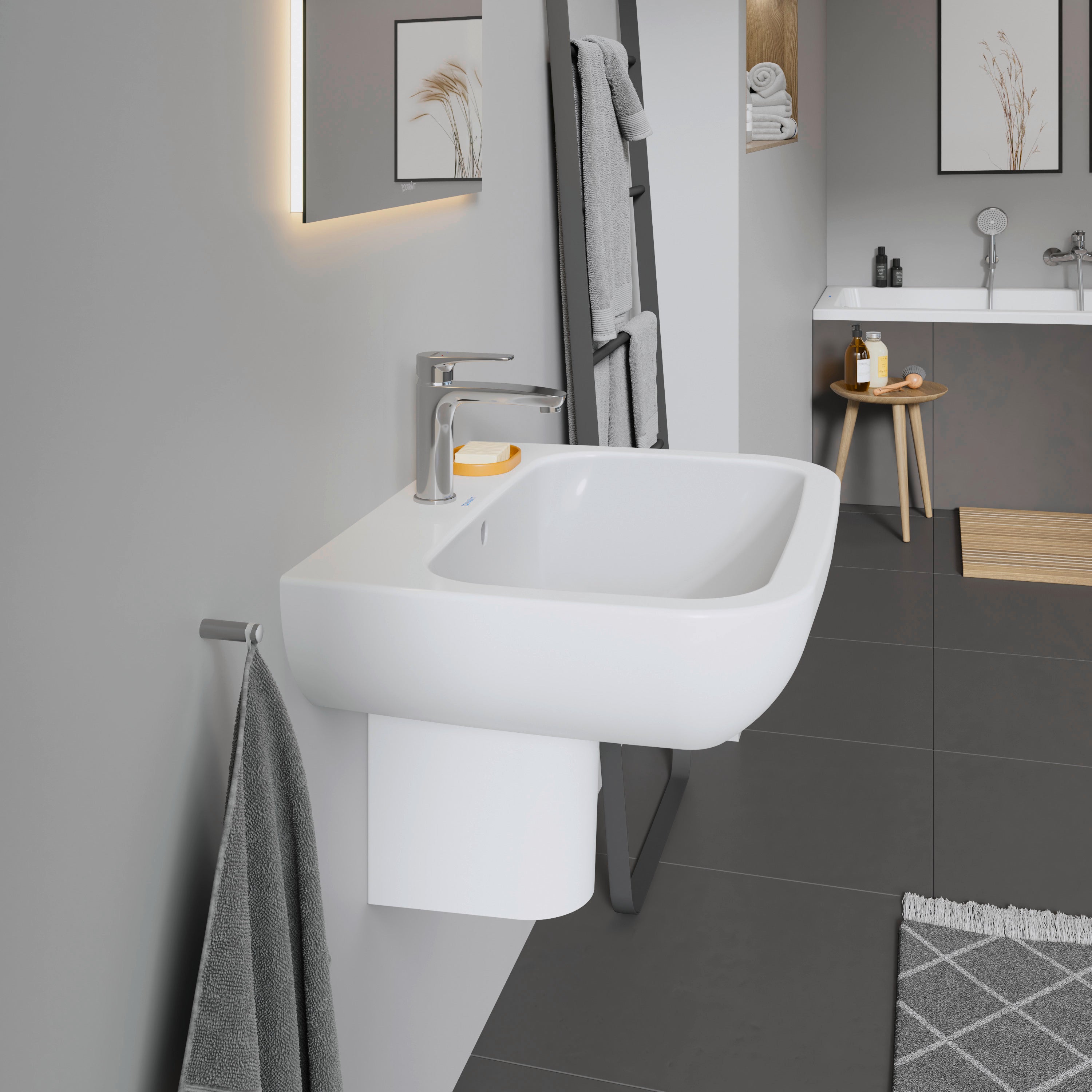D-Code 25 5/8" Rectangular Wall Mounted Sink in White with Single Faucet Hole and with Overflow