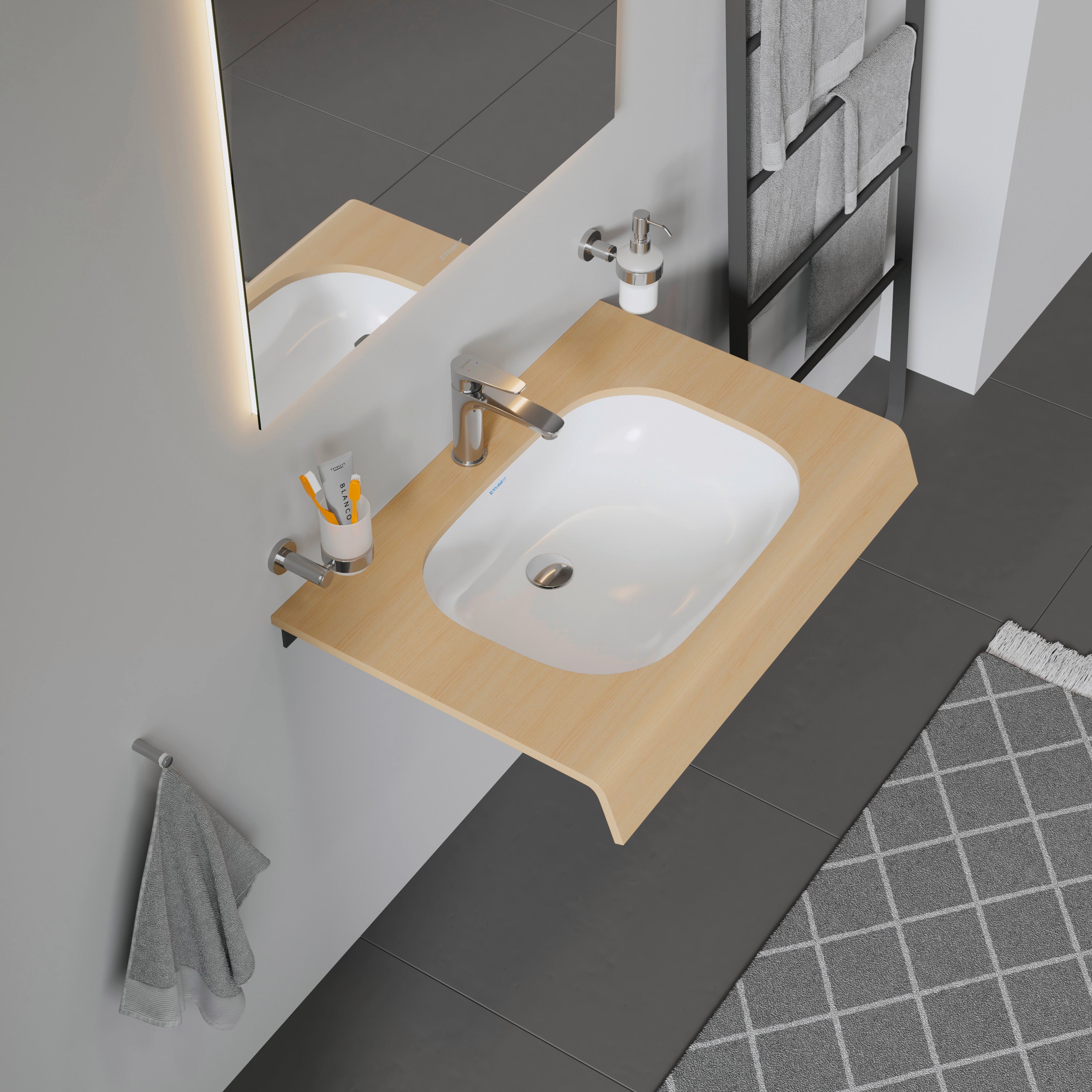 D-Code 22" Rectangular Undermount Sink in White with Overflow