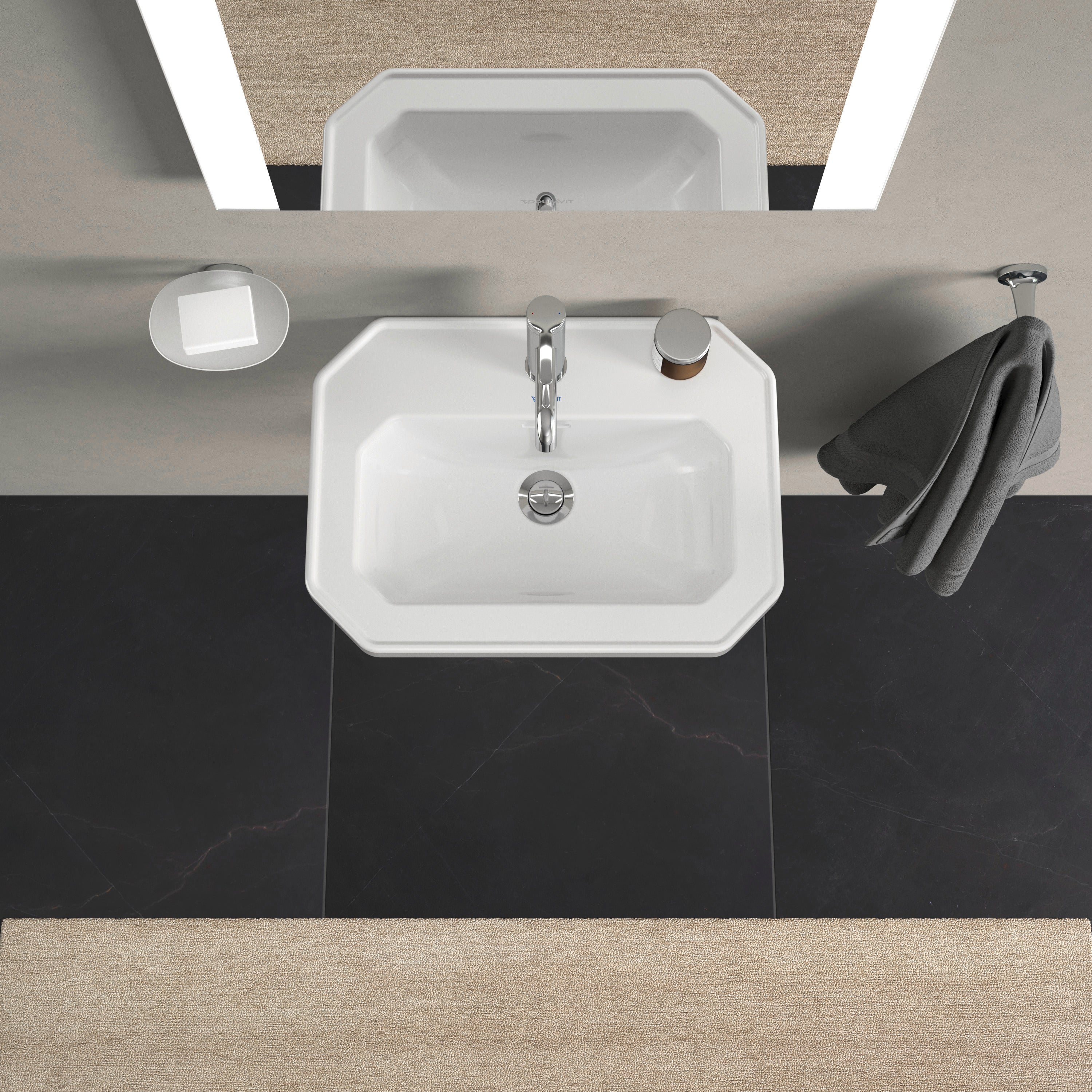 1930 Series 19 5/8" Octagonal Wall Mounted Sink in White with Single Faucet Hole and with Overflow