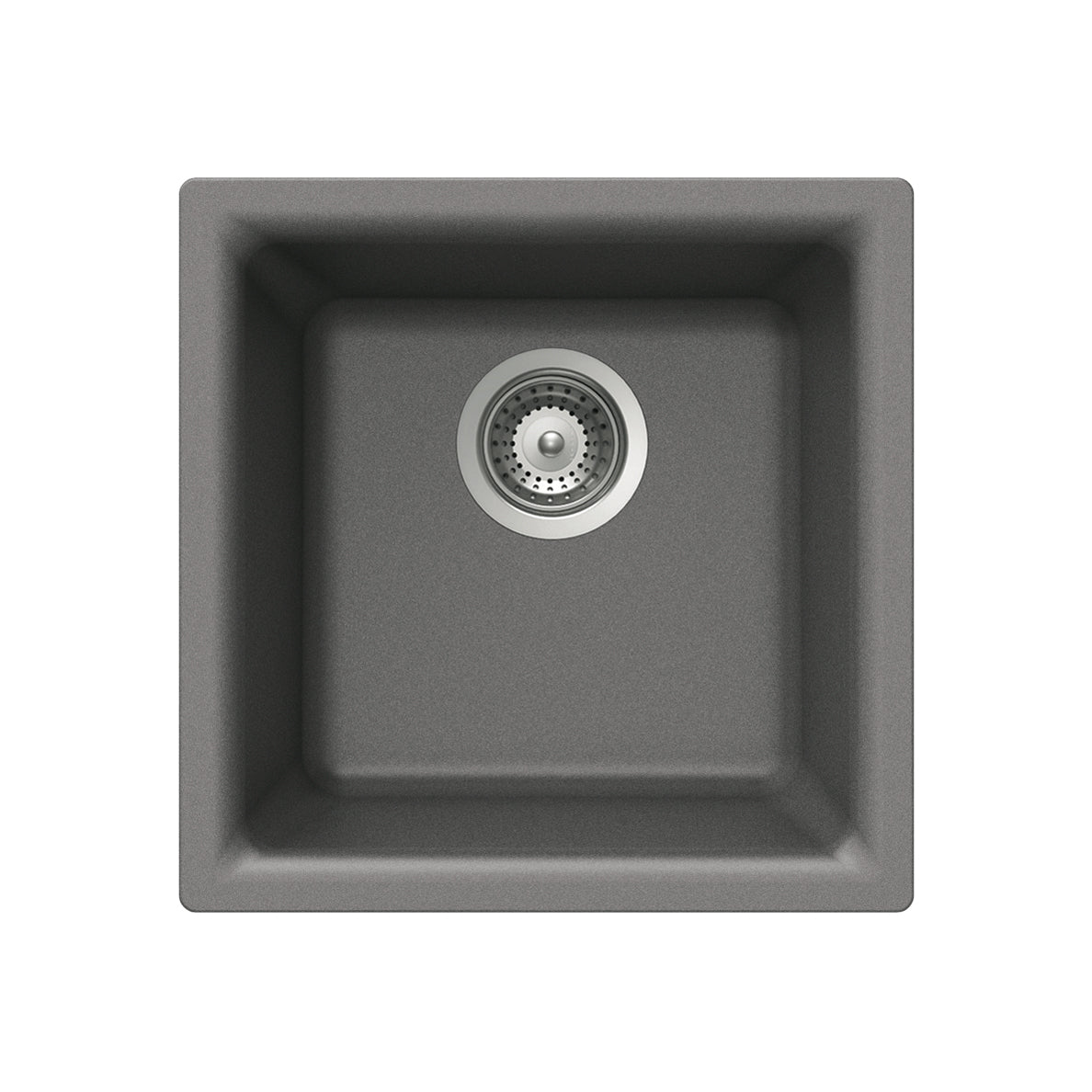 Houzer Quartztone 16 inch Slate Granite Composite Dual Mount Topmount or Undermount Single Bowl Bar Sink - E-100 SLATE